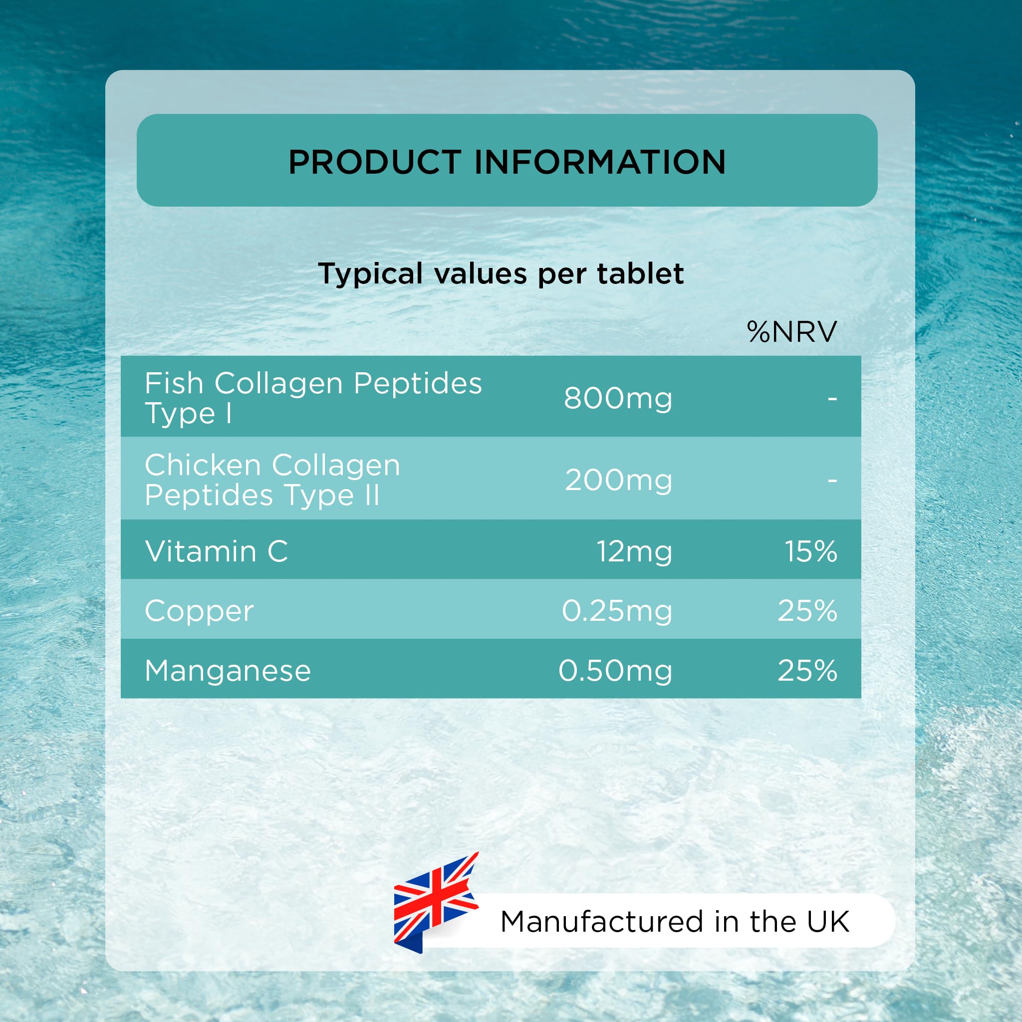 Healthspan 1,000mg Marine Collagen Complex 60 Tablets | 800mg Type I + 200mg Type II Collagen healthspan