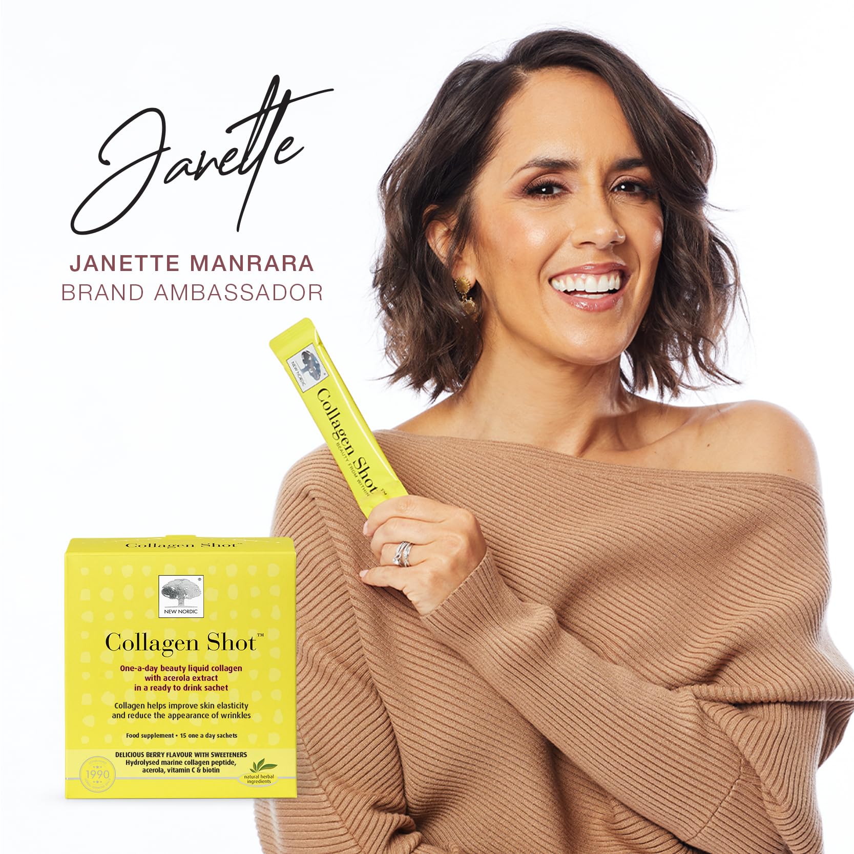 New Nordic Collagen Shot High-Absorbency Premium Liquid Daily Sachets - 15x Hydrolysed Shots - Freshwater Marine Collagen New Nordic Ltd