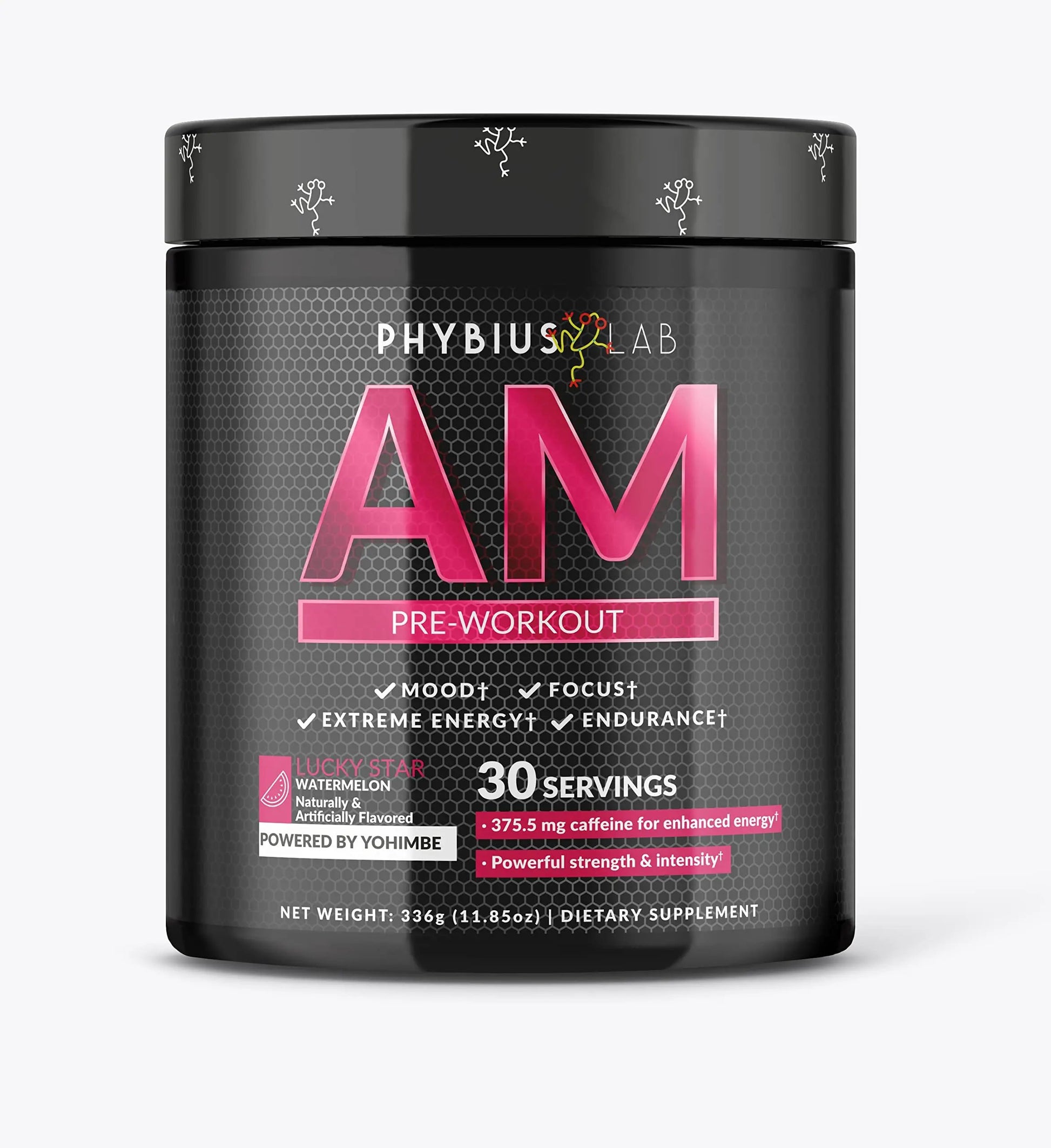 PHYBIUS Lab AM Pre-Workout (Sour Watermelon) Focus, Strength, Powder, 30 Servings