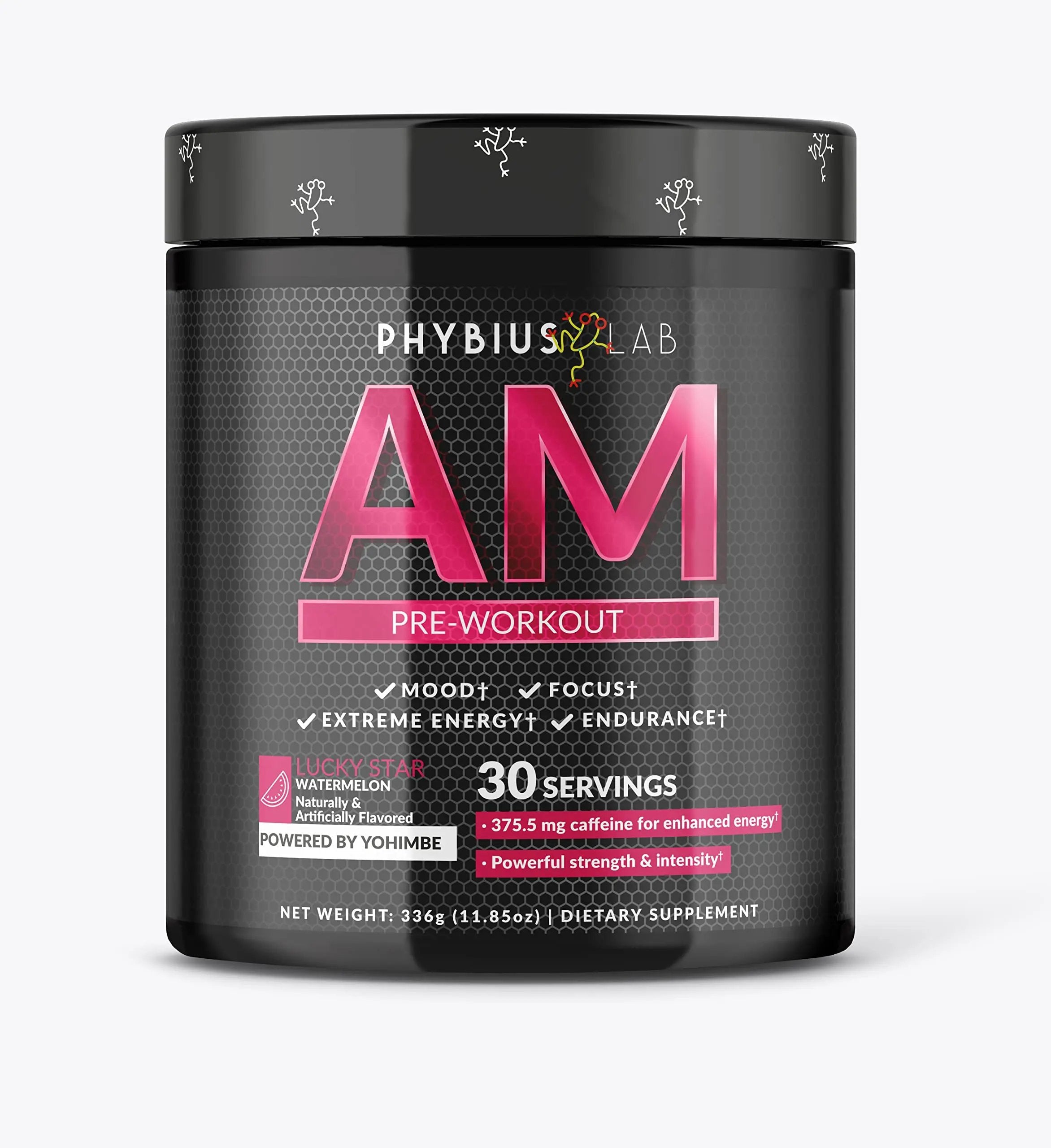 PHYBIUS Lab AM Pre-Workout (Sour Watermelon) Focus, Strength, Powder, 30 Servings