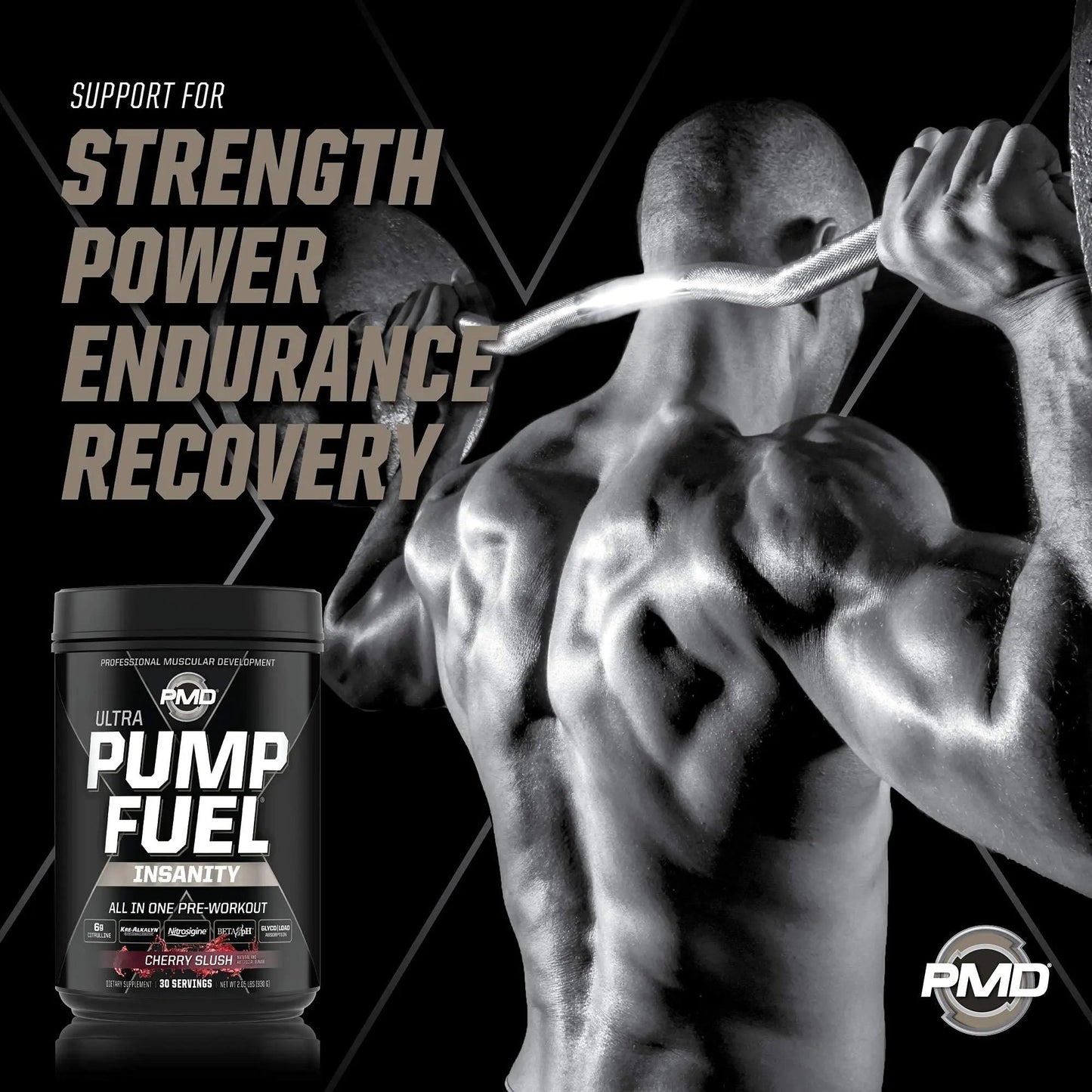 PMD Sports Ultra Pump Fuel Insanity - Pre Workout – Cherry Slush (30 Servings) Sports Omega Cuts Elite Thermogenic Fat Burner (90 Softgels)