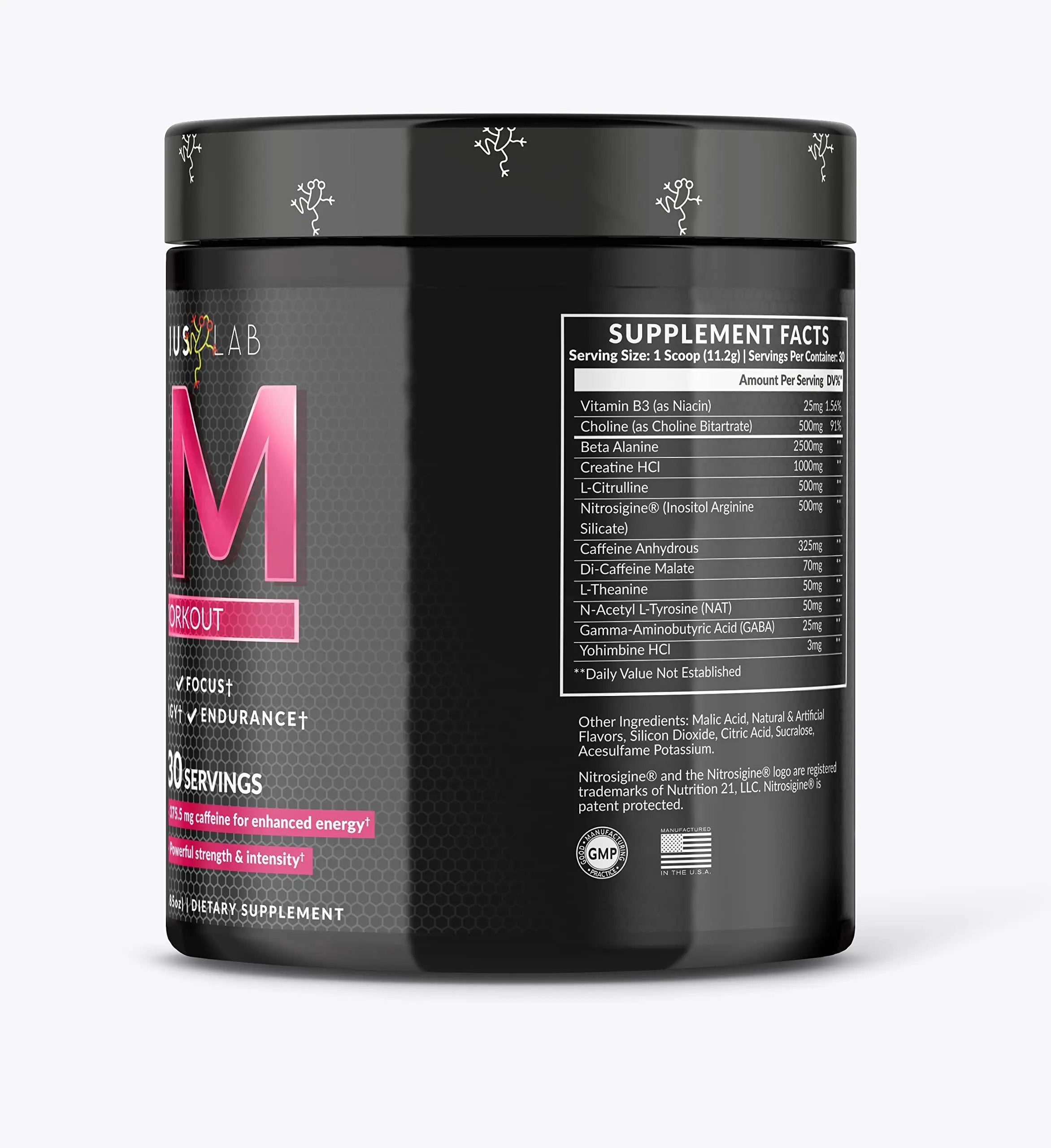 PHYBIUS Lab AM Pre-Workout (Sour Watermelon) Focus, Strength, Powder, 30 Servings