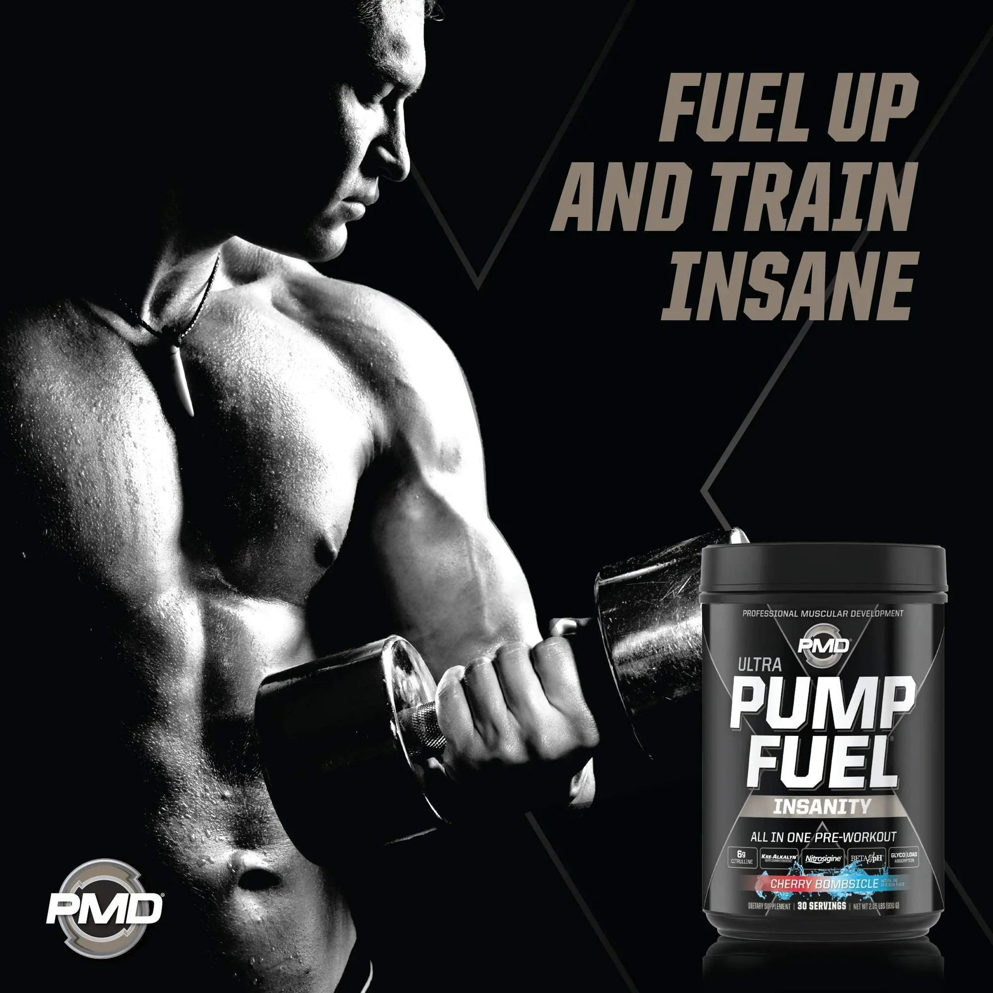 PMD Sports Ultra Pump Fuel Insanity - Pre Workout – Cherry Bombsicle (30 Servings) Sports CG5 Premium Creatine and L-Glutamine Powder (60 Servings)