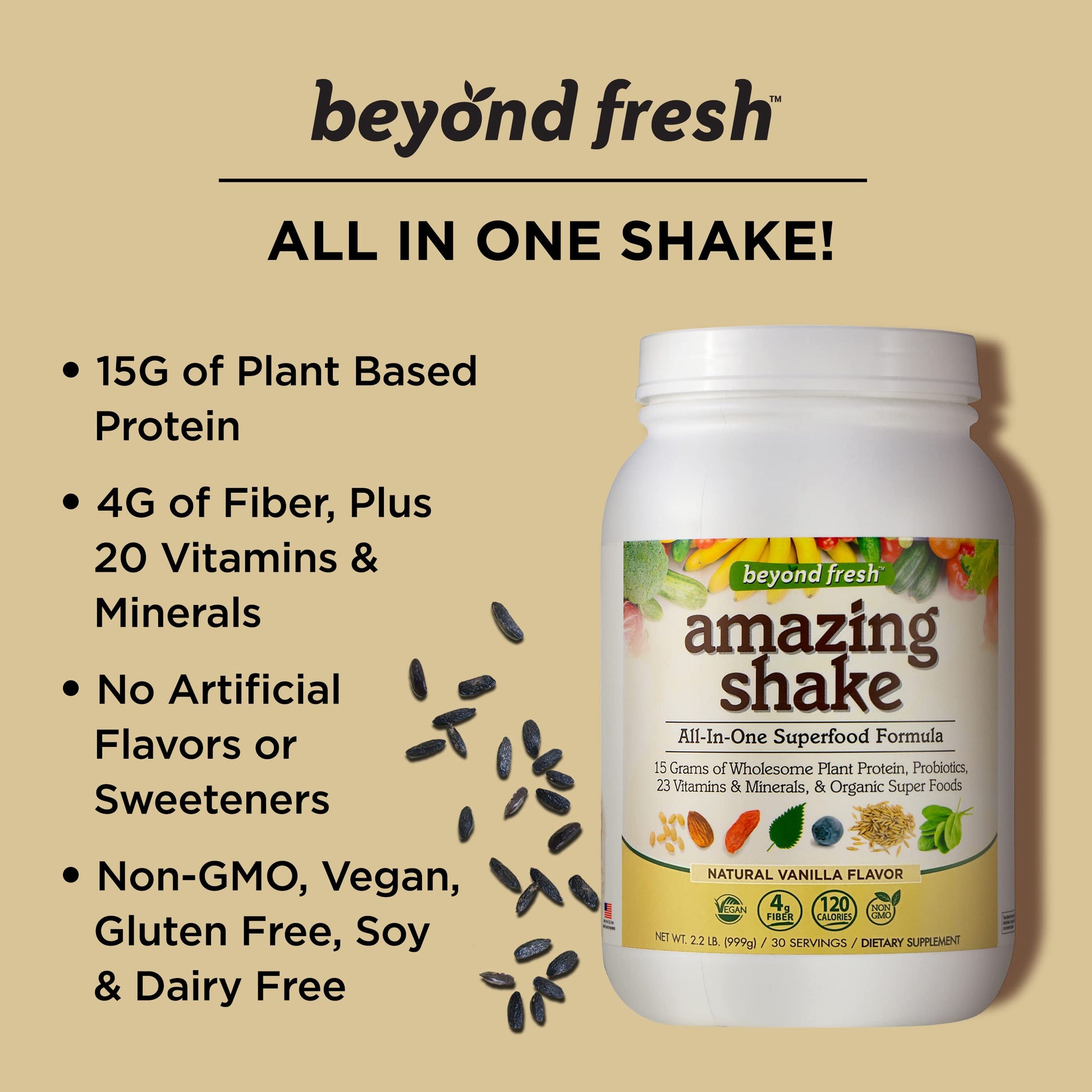 Beyond Fresh Amazing Shake, Superfood Formula, Plant Protein Based, Meal Replacement Beyond Fresh