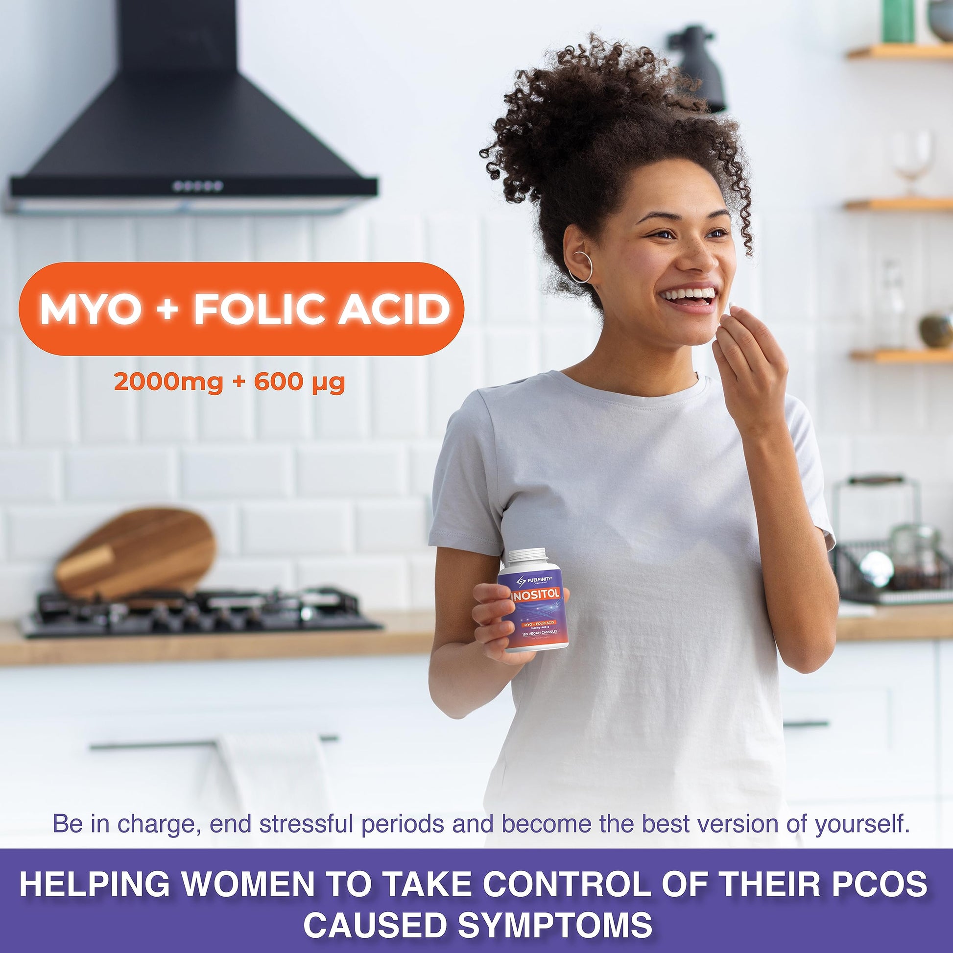 Myo-Inositol & Folic Acid | 2000mg Inositol | 180 Capsules | PCOS and Fertility Supplement FuelFinity