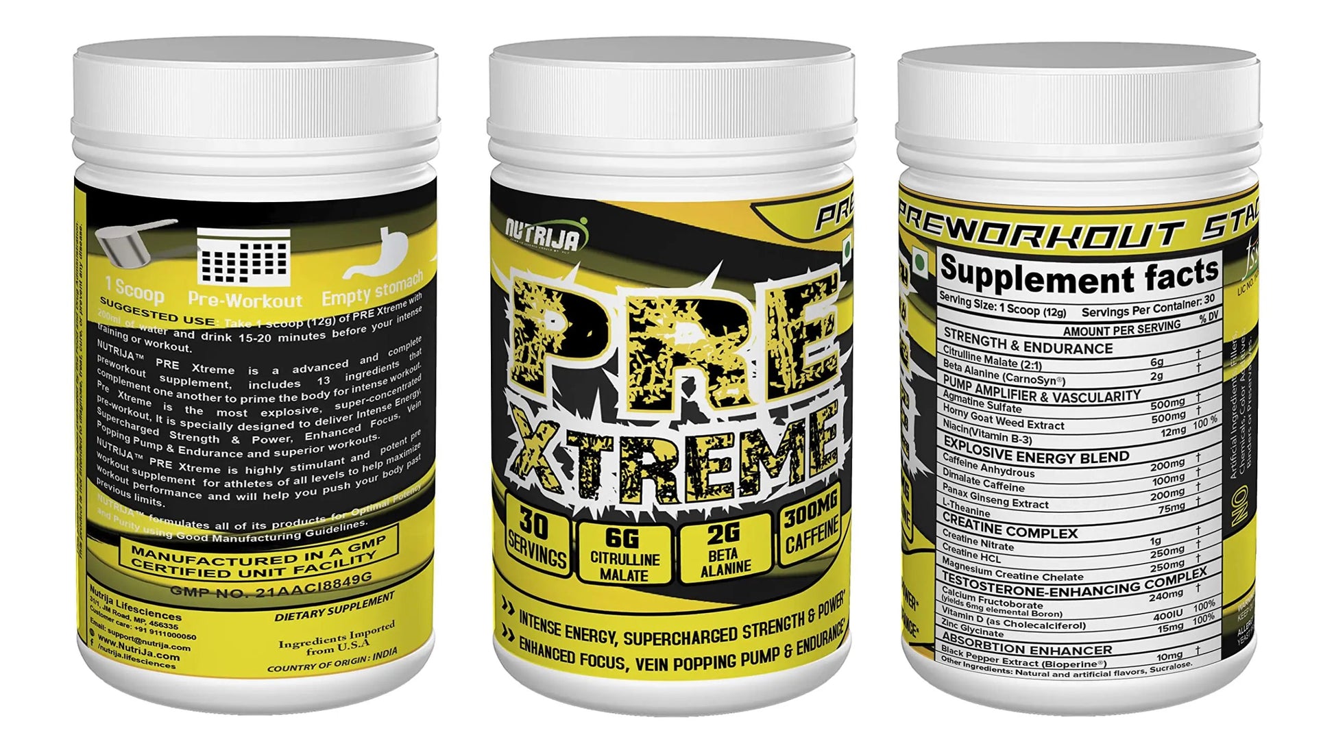 NutriJa Pre Xtreme - Pre Workout Supplement - 30 Servings (Tangy Orange)