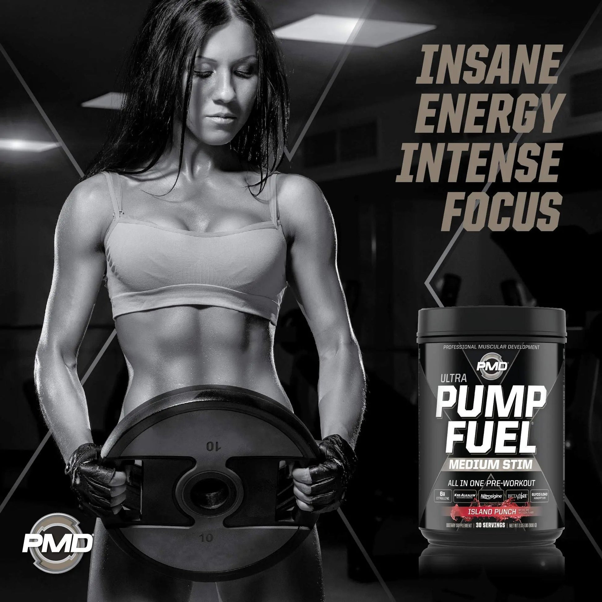 PMD Sports Ultra Pump Fuel - Pre Workout - Island Punch (30 Servings) Sports Omega Cuts Elite Thermogenic Fat Burner (90 Softgels)