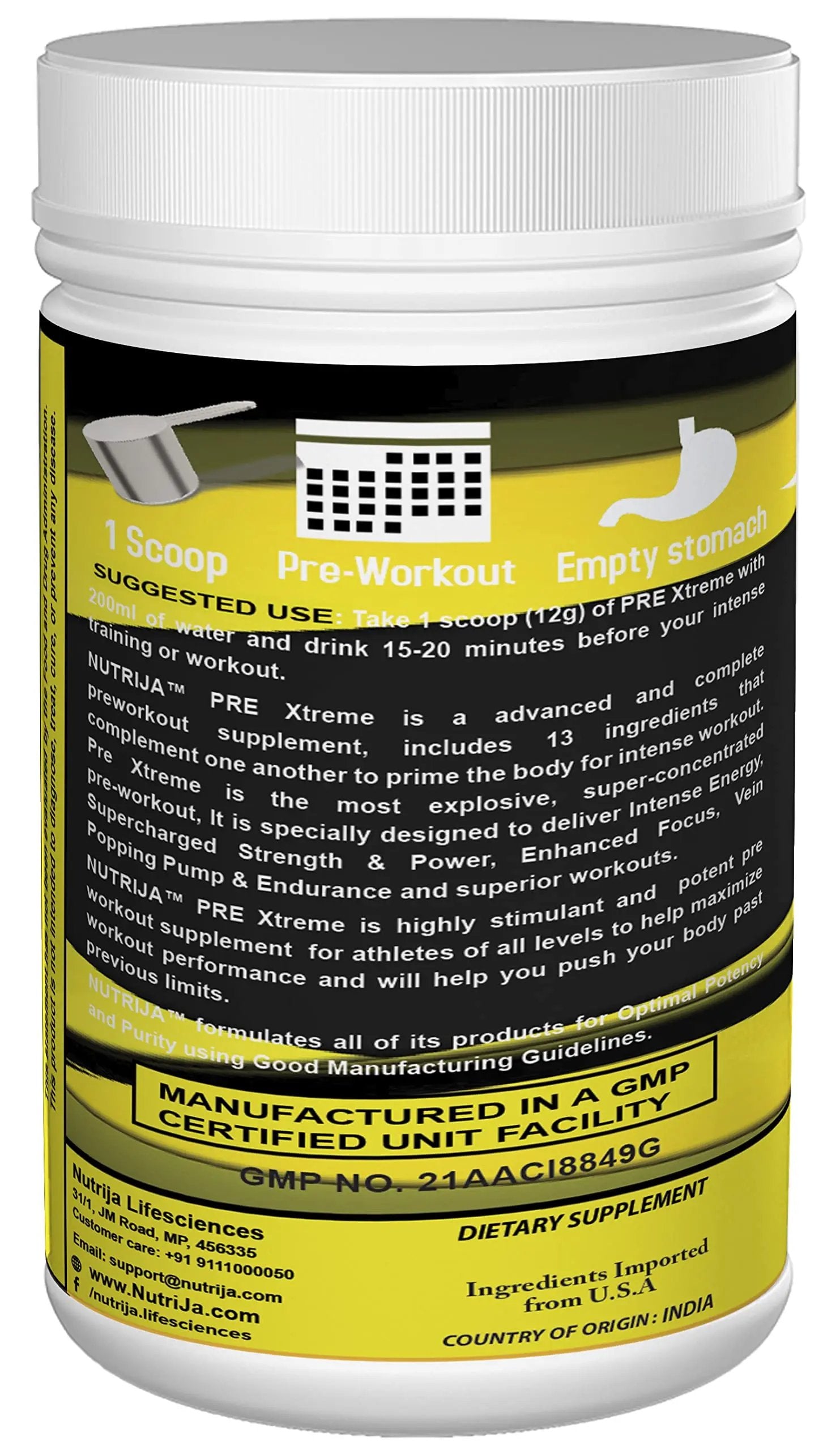 NutriJa Pre Xtreme - Pre Workout Supplement - 30 Servings (Tangy Orange)