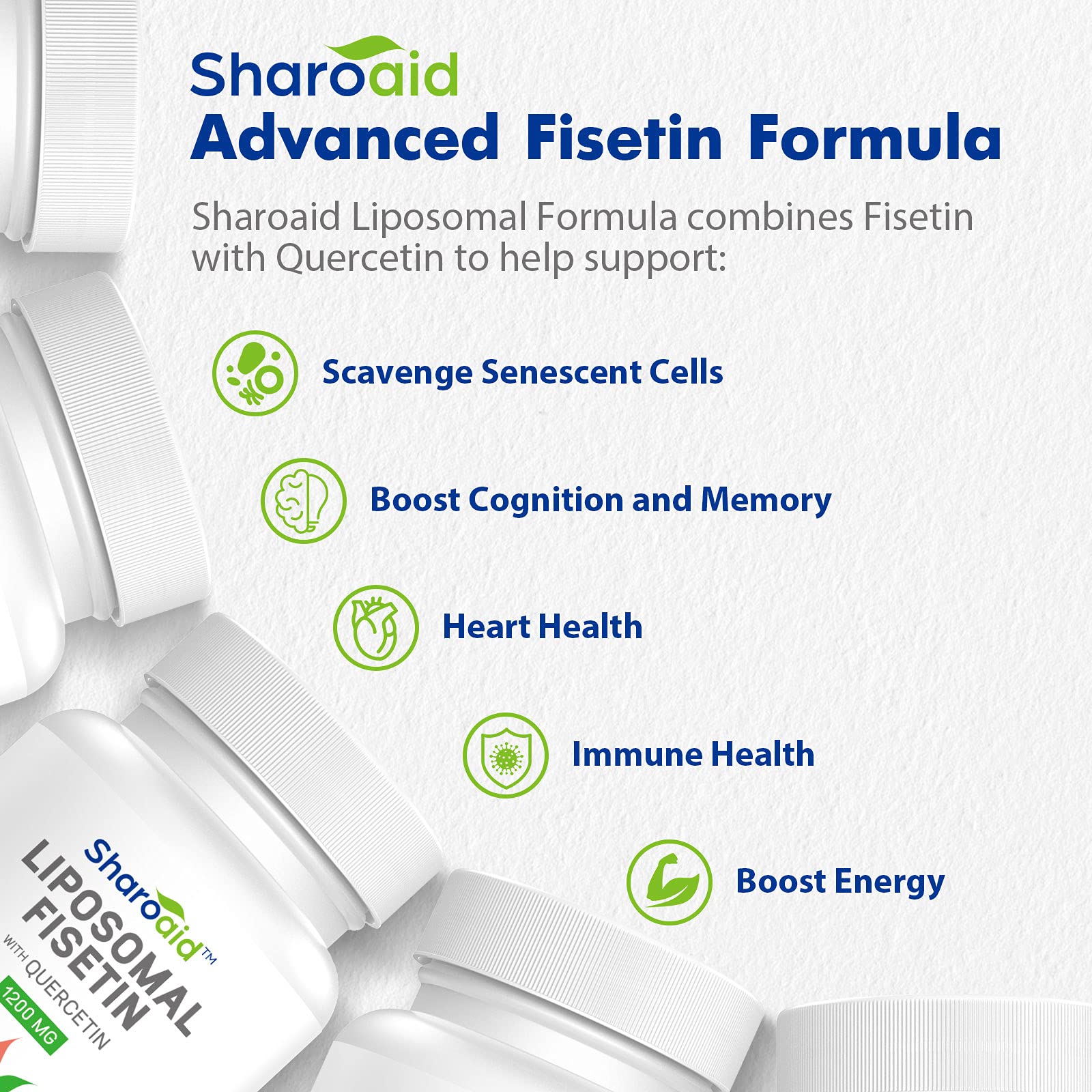 Sharoaid Liposomal Fisetin with Quercetin Supplements 1200 mg per Serving,High Absorpti Sharoaid