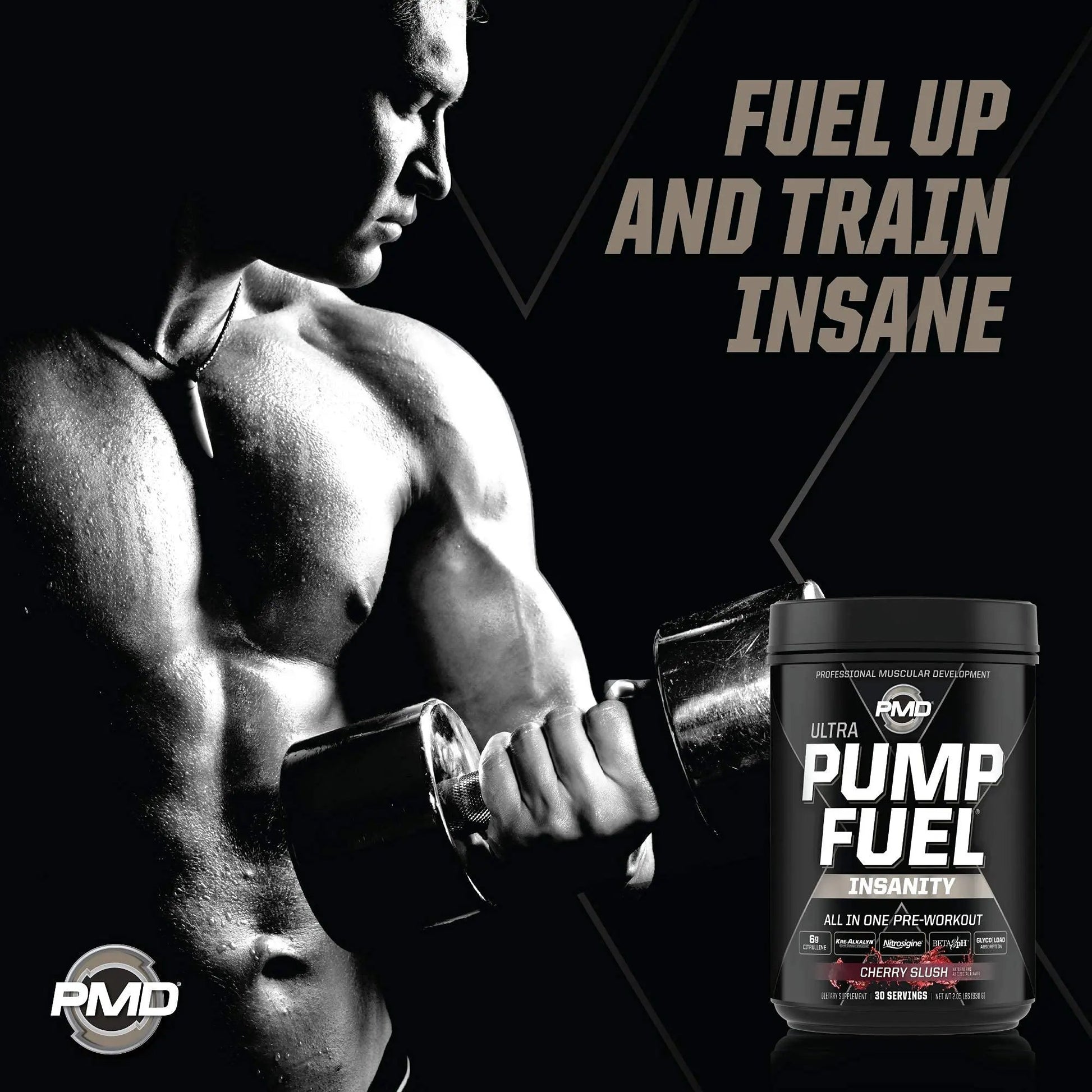 PMD Sports Ultra Pump Fuel Insanity - Pre Workout – Cherry Slush (30 Servings) Sports Omega Cuts Elite Thermogenic Fat Burner (90 Softgels)