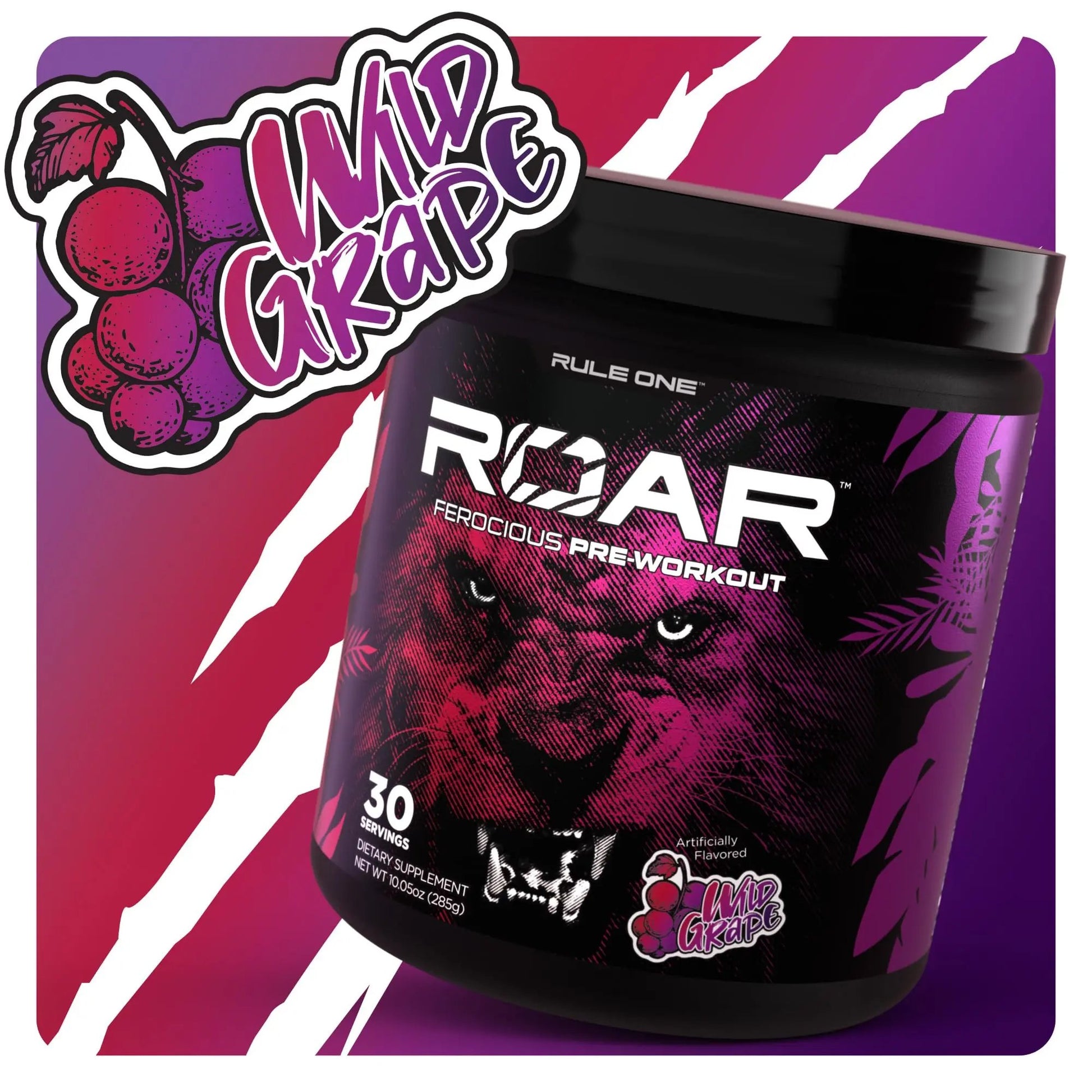 Rule 1 R1 Roar, Wild Grape - 10.05 oz - Pre-Workout Powder - with Creatine, Beta-Alanine, Citrulline, Electrolytes & Caffeine - 30 Servings
