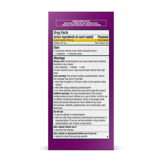 Excedrin Tension Headache Relief Caplets Without Aspirin for Head, Neck and Shoulder Pain Relief - 100 Count