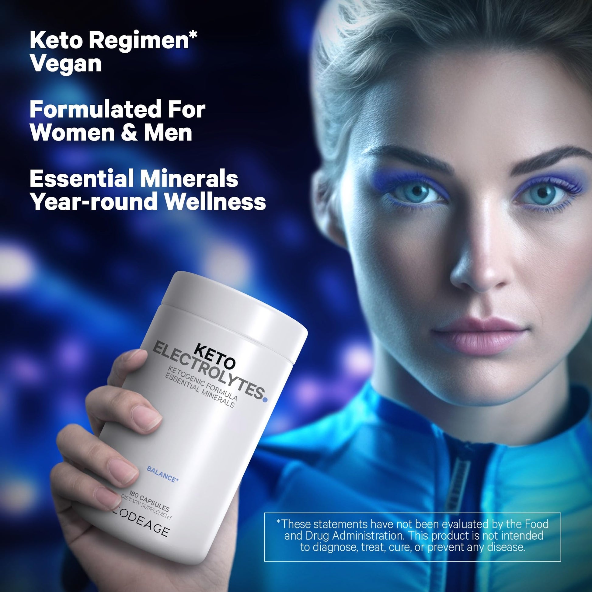 Keto Electrolytes Supplement – Vegan Electrolyte Tablets w Magnesium, Potassium Codeage