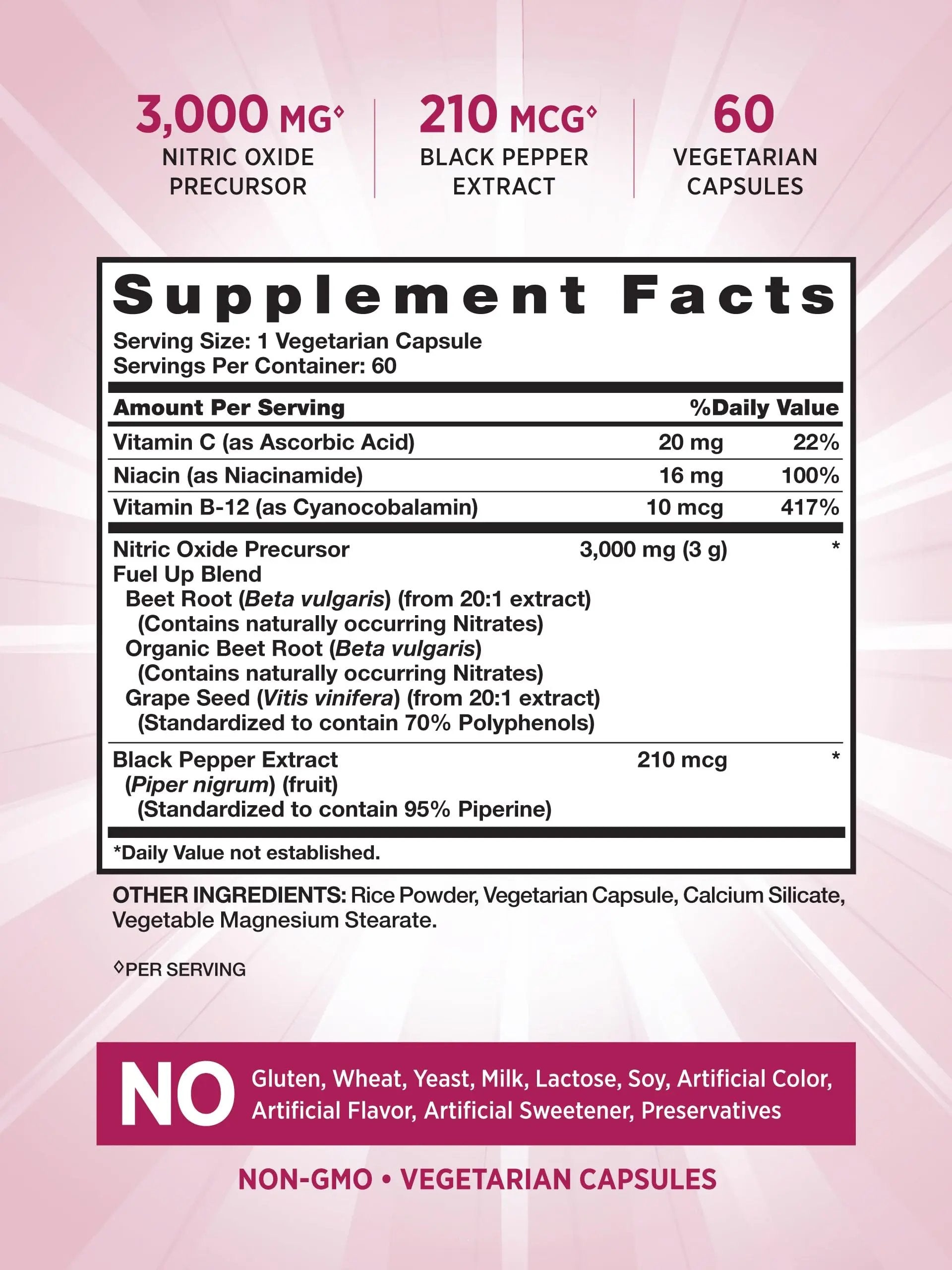 Nature's Truth Beet Root Capsules | 60 Count | Nitric Oxide Supplement for Men and Women | Vegan, Non-GMO and Gluten Free Pre-Workout