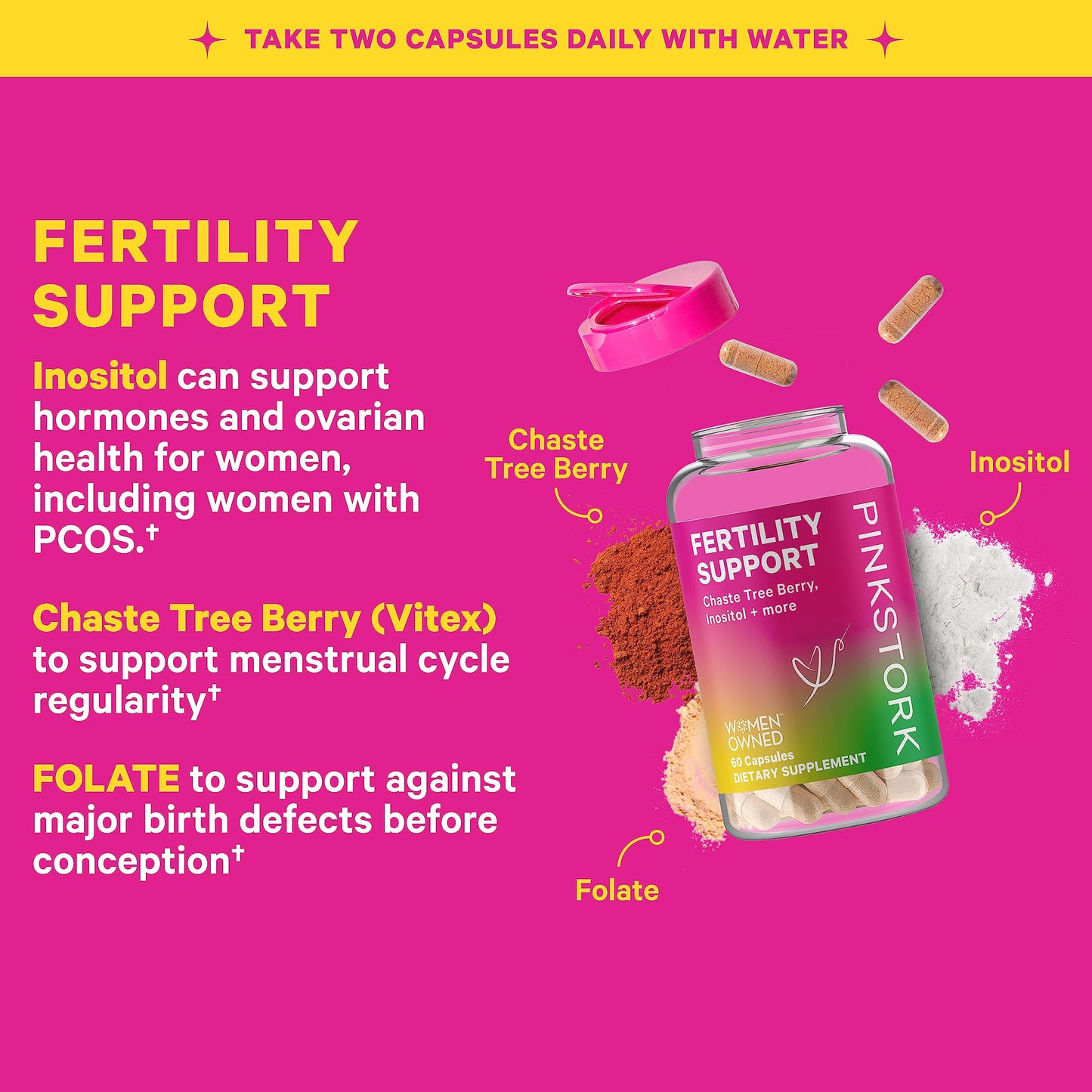 Pink Stork Fertility Supplement for Women + Birth Control Cleanse, Hormone Balance for Women, Vitex