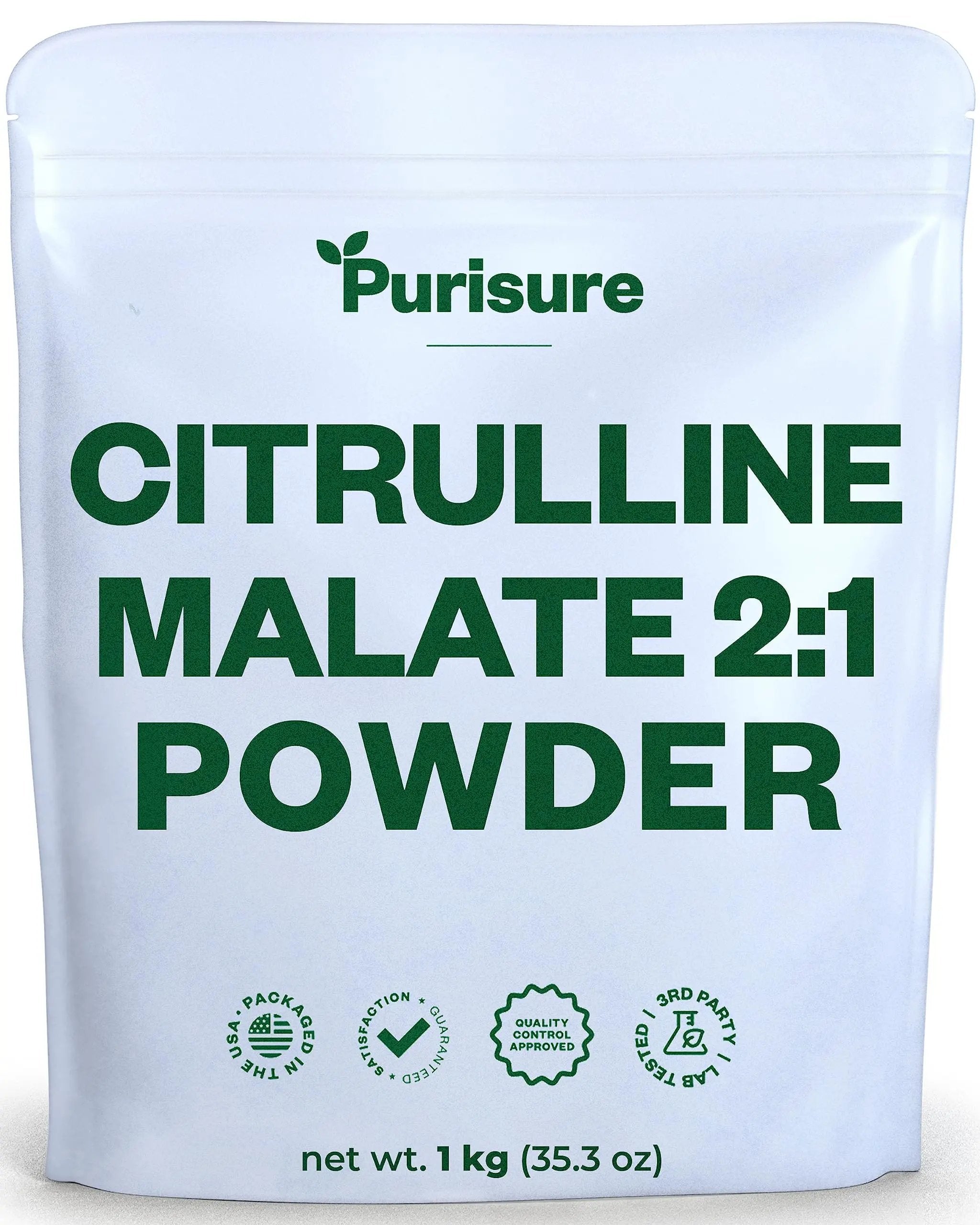 Purisure Citrulline Malate 2:1 Powder, 1 kg, Citrulline Supplement and Citrulline Nitrate
