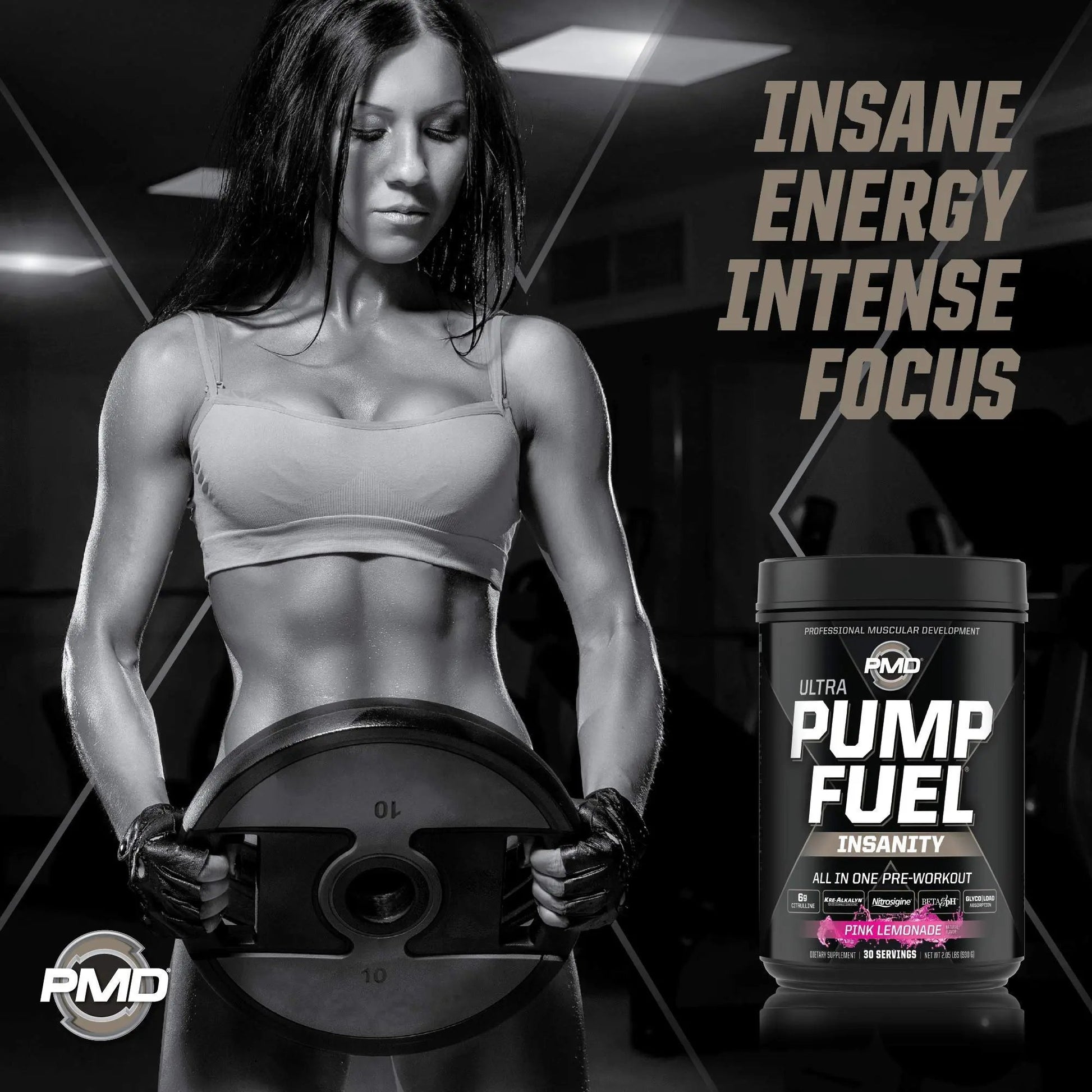 PMD Sports Ultra Pump Fuel Insanity - Pre Workout – Pink Lemonade (30 Servings) Sports Omega Cuts Elite Thermogenic Fat Burner (90 Softgels)