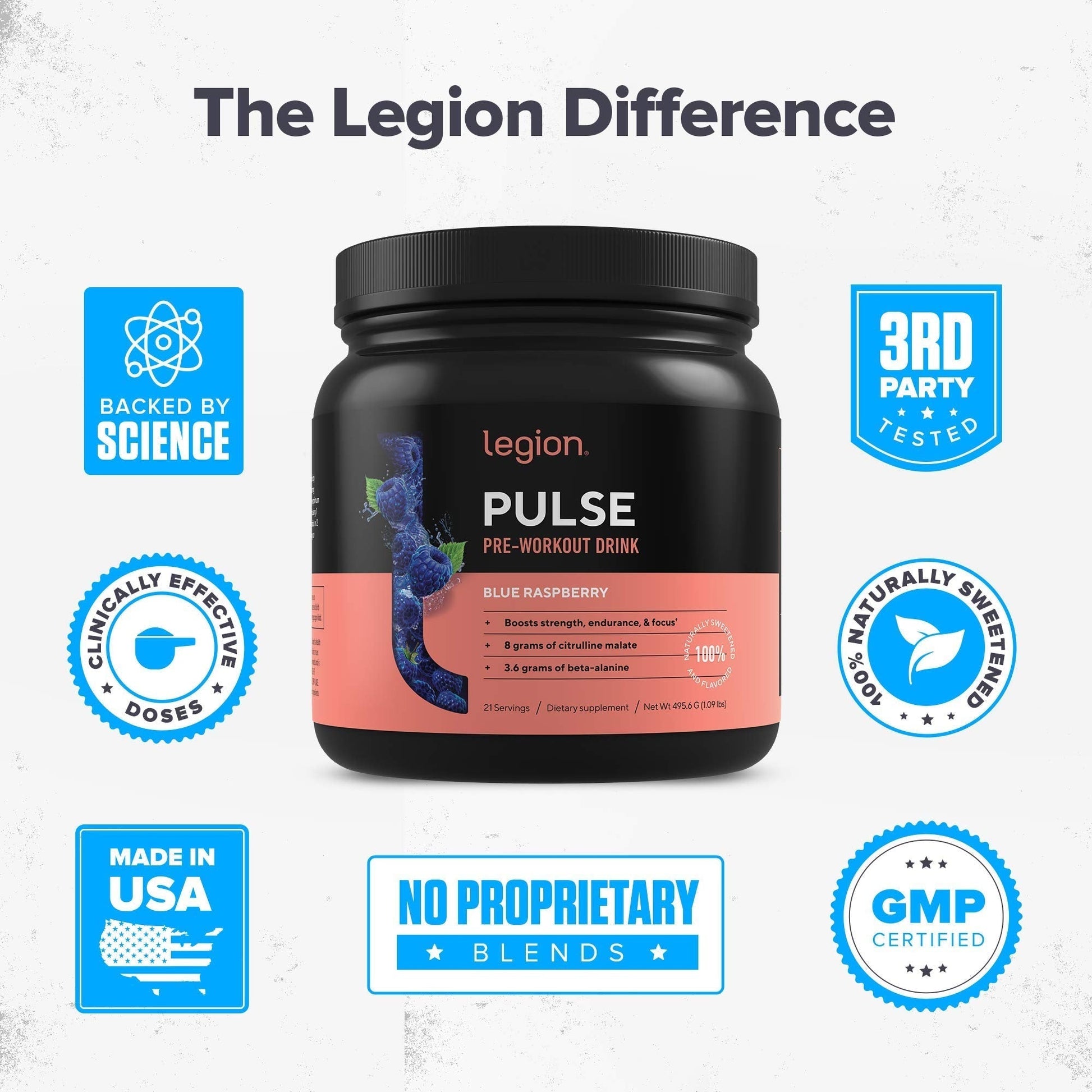 LEGION Pulse Pre Workout Supplement - All Natural Nitric Oxide Preworkout Drink LEGION