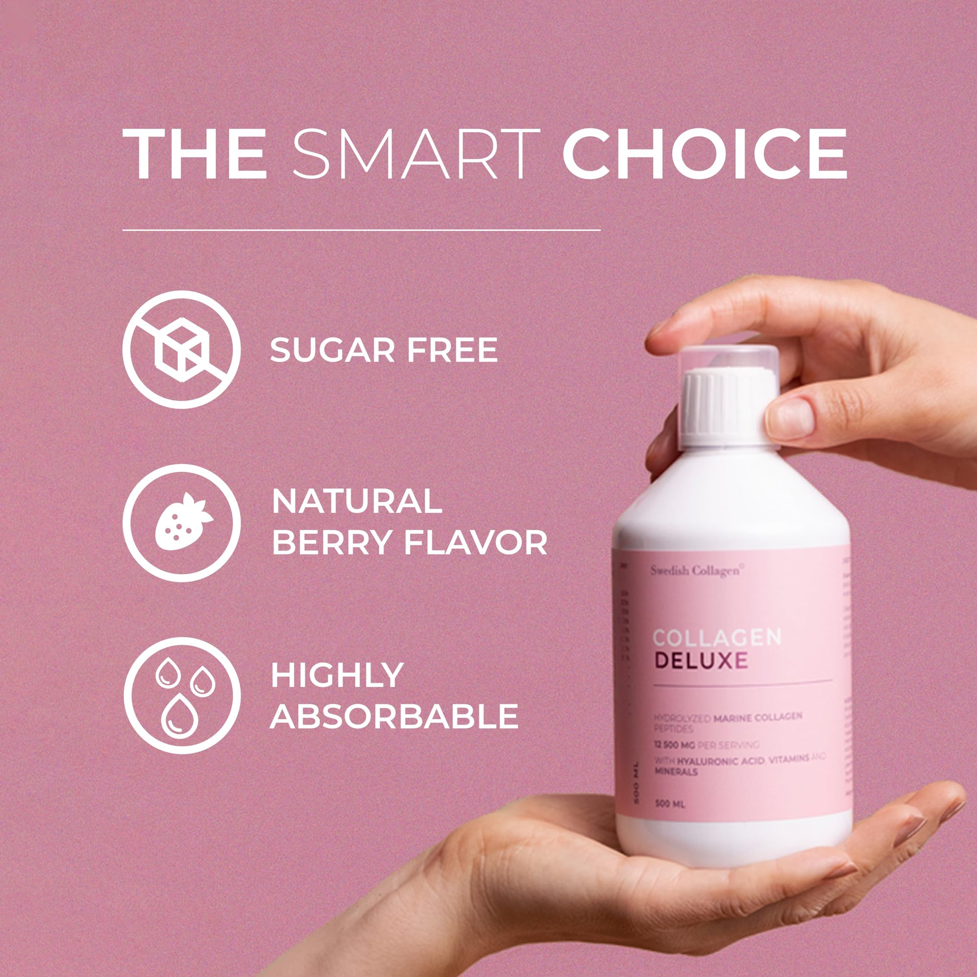 Swedish Collagen - 12500mg Collagen Deluxe 500ml I Hydrolyzed Marine Collagen Peptides (Type I & III) Swedish Collagen