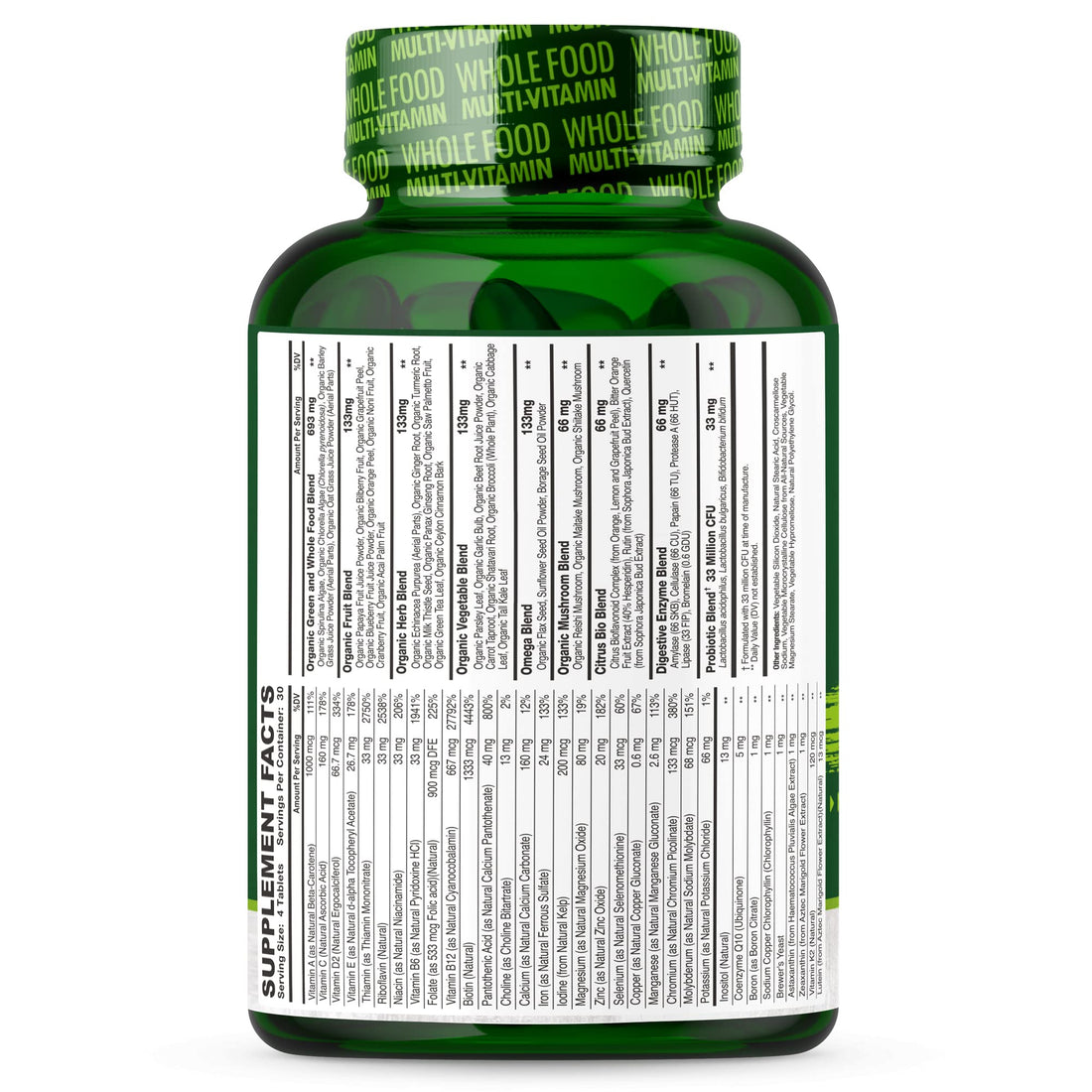 Whole Food Multivitamin for Men - Natural Multi Vitamins, Minerals, Organic Extracts