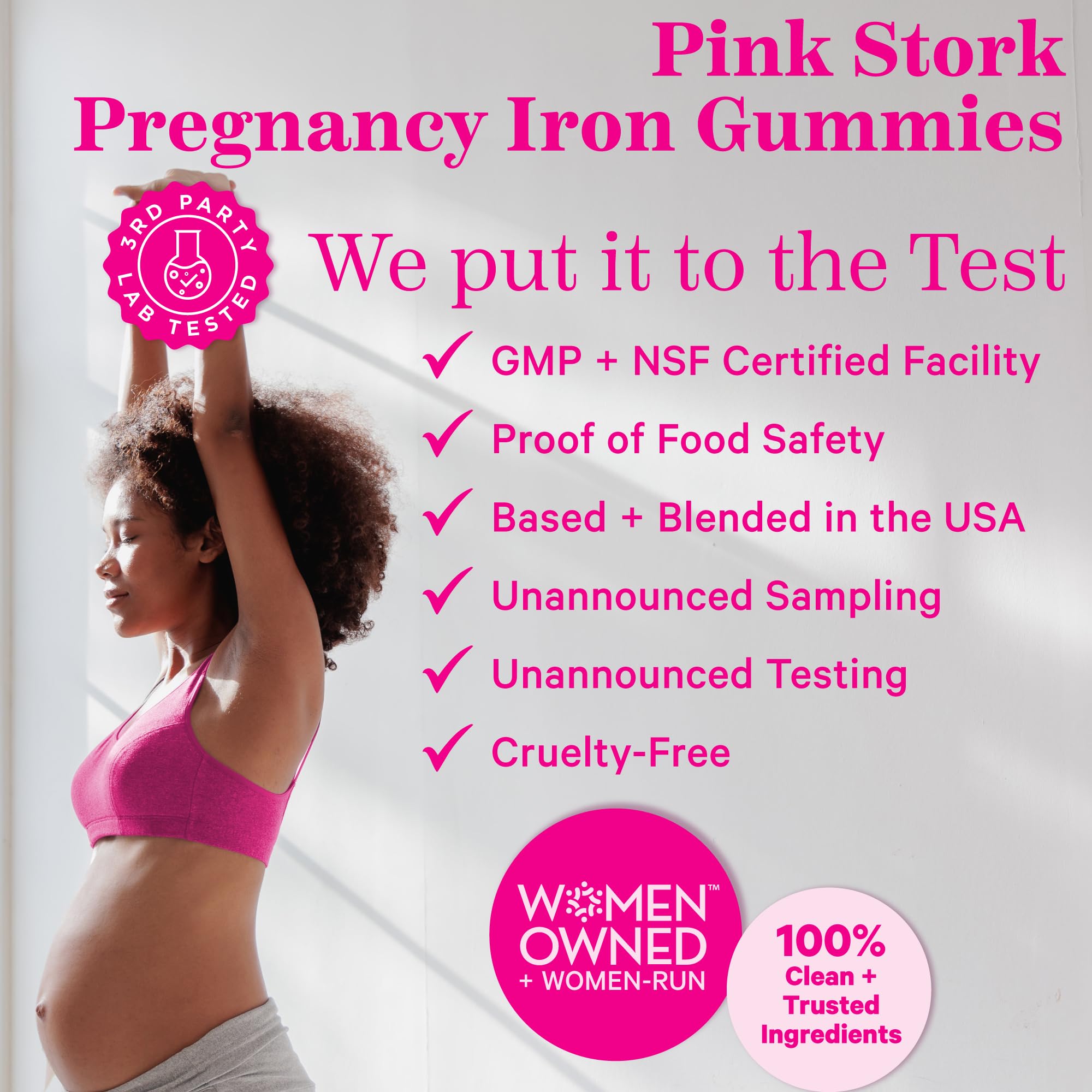 Pink Stork Prenatal Iron Supplement Gummies for Women - 20 mg Iron Gummy with Vitamin C