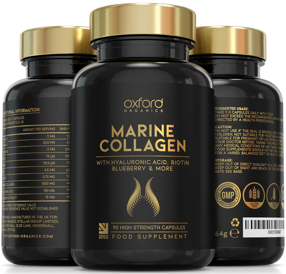 Advanced Marine Collagen Capsules | 1735mg Superfood & Vitamin Boosted Complex for Glowing Hair, Skin & Nails