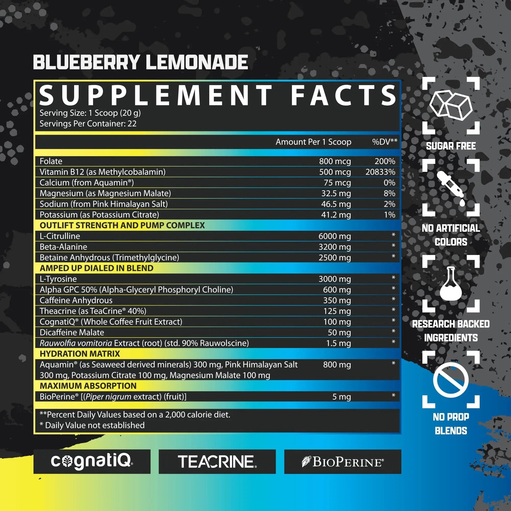 OUTLIFT Amped Max Dosed Pre Workout Powder, 6G Citrulline, 3.2G Beta Alanine Nutrex Research