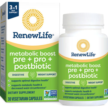 Renew Life Metabolic Boost Pre + Pro + Postbiotic; Prebiotics, Probiotics and Postbiotics