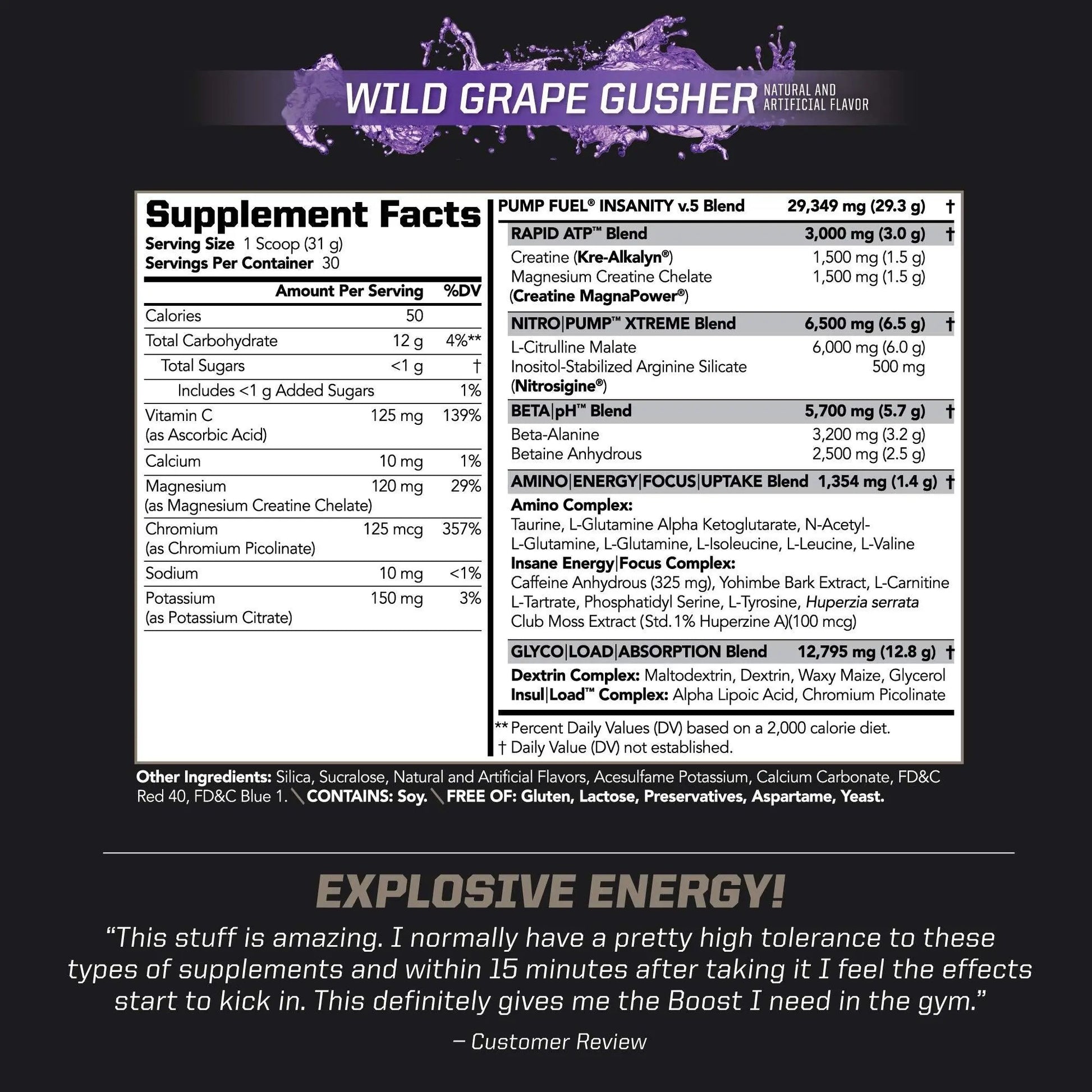 PMD Sports Ultra Pump Fuel Insanity - Pre Workout - Grape Gusher (30 Servings) Sports Omega Cuts Elite Thermogenic Fat Burner (90 Softgels)