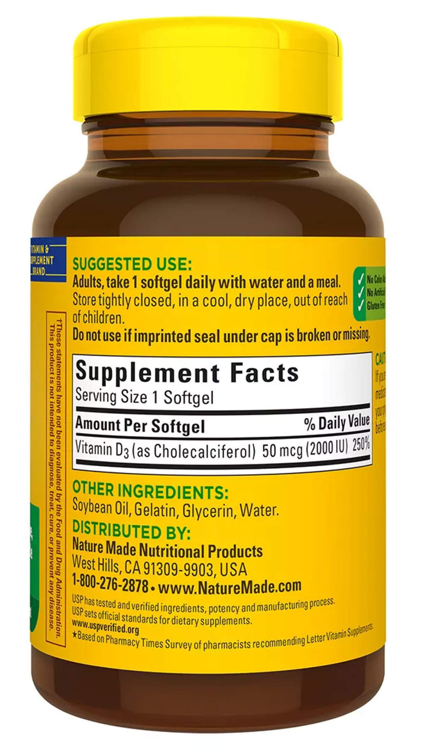 Nature Made Vitamin D3 2000iu 320 Ct. Soft Gels (Packaging May Vary) Nature Made