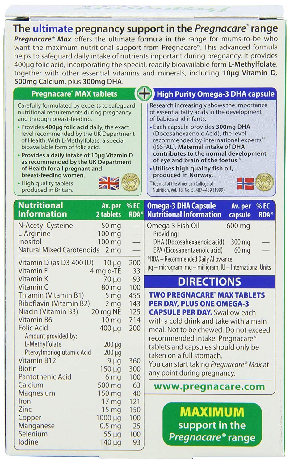 Pregnacare Max - Capsules & Tablets 28S+56S (Pack of 4)