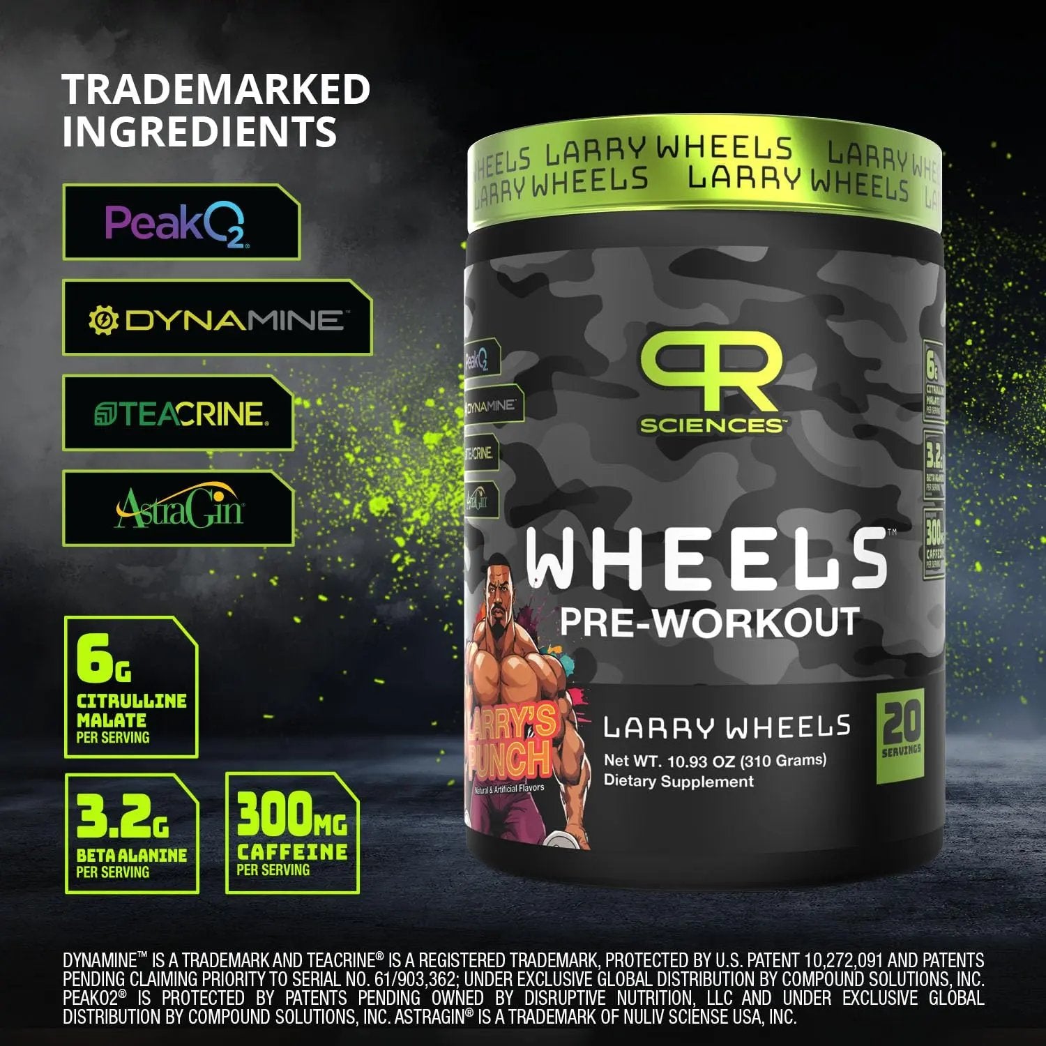 Larry Wheels' PR Preworkout - Enhance Performance with 6g Citrulline, 3.2g Beta Alanine, 300mg Caffeine - Powerful Pre-Workout Supplement for Men & Women - 20 Servings, Larry's Punch Flavor