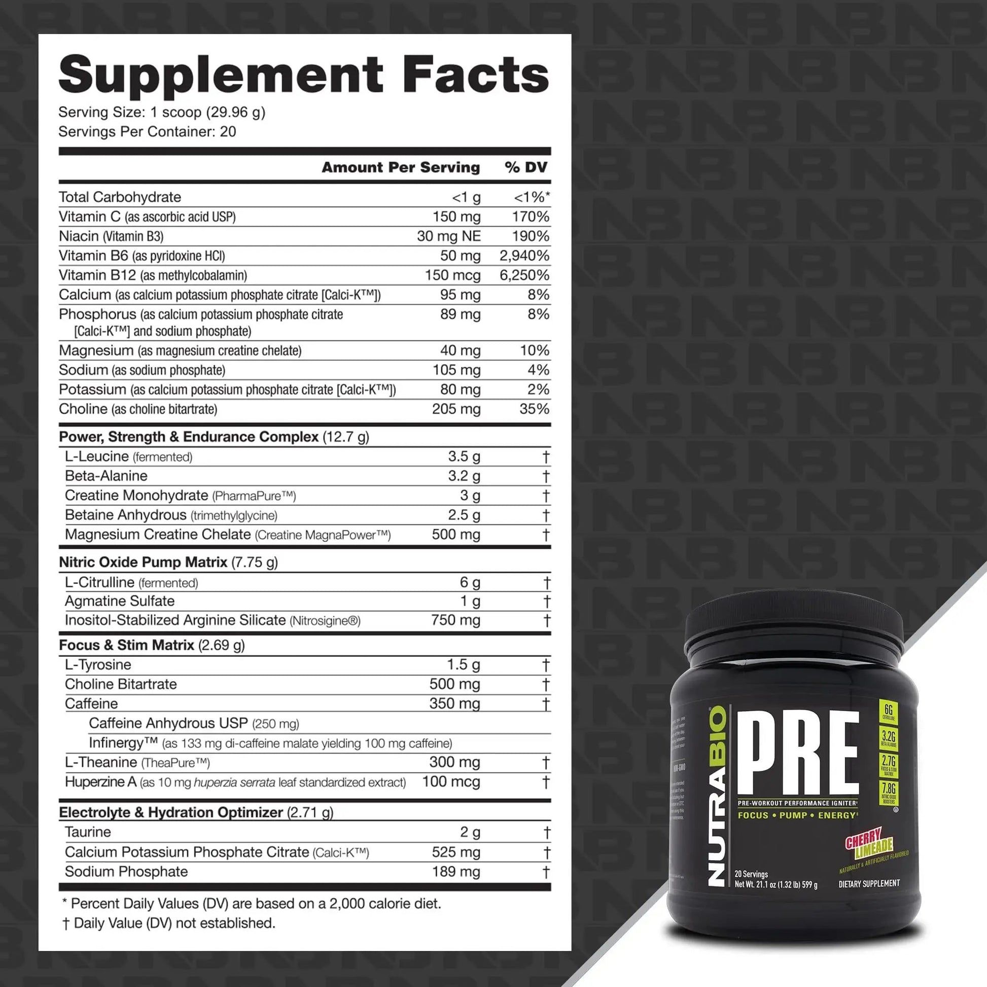 NutraBio PRE Workout V5 - (Cherry Limeade)