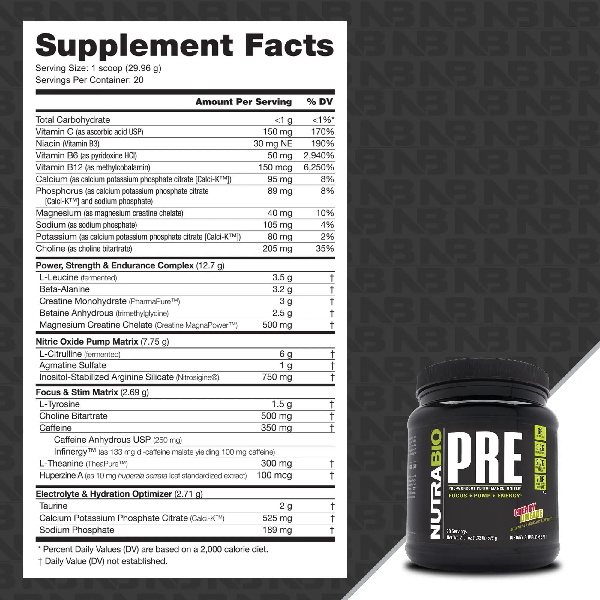 NutraBio PRE Workout V5 - (Cherry Limeade)