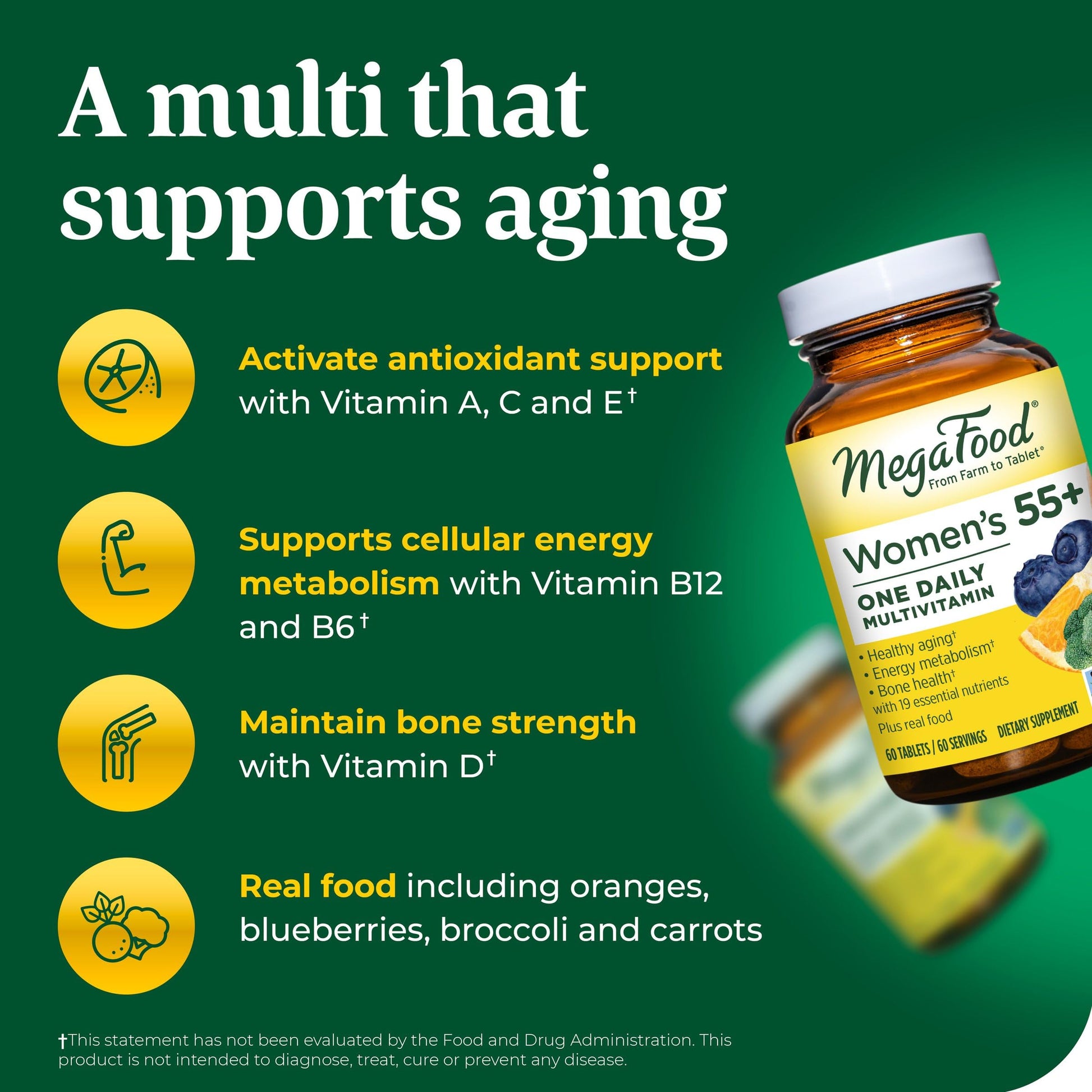 MegaFood Women's 55+ One Daily Multivitamin for Women with Vitamin A, Vitamin C MegaFood