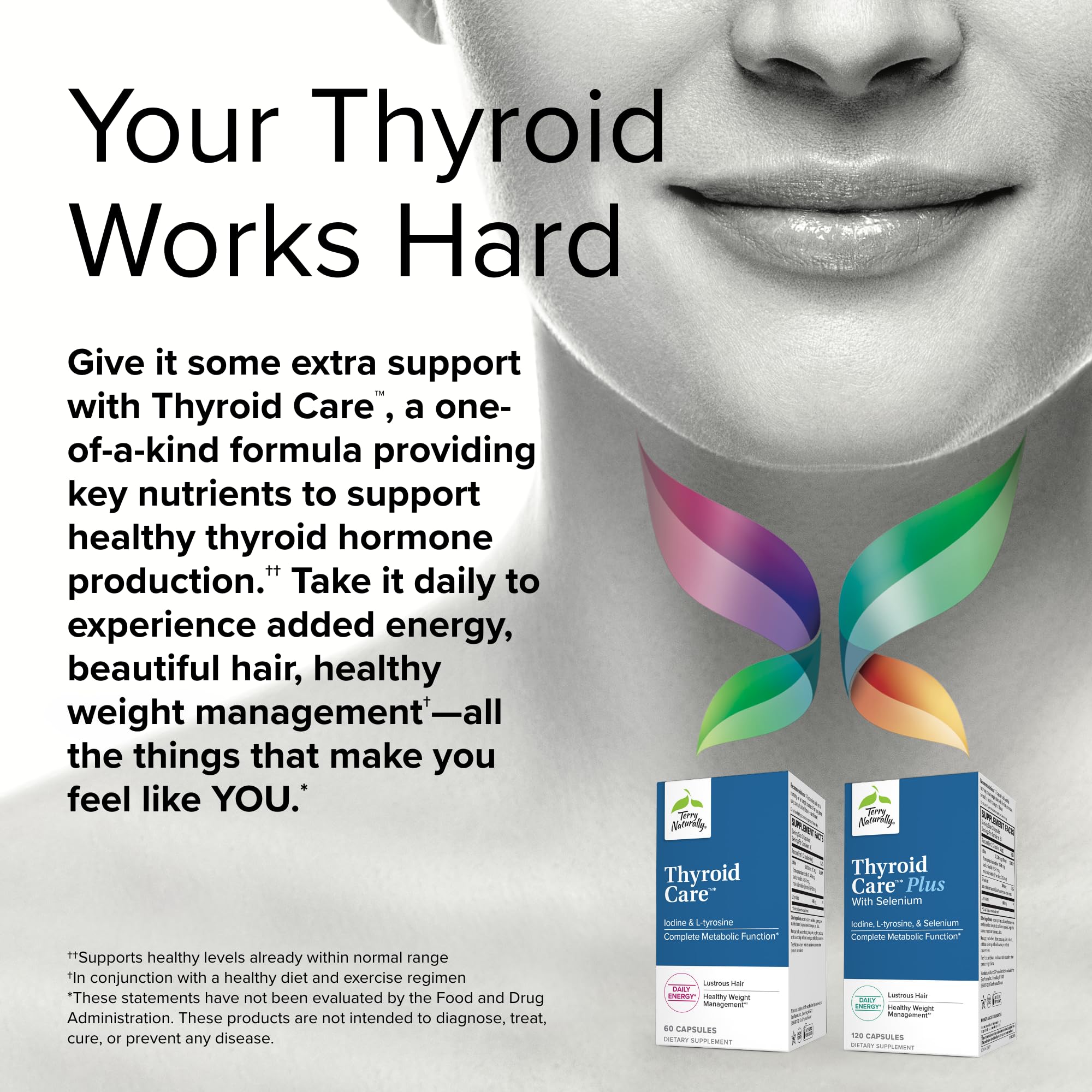 Terry Naturally Thyroid Care - 120 Capsules - Complete Metabolic Function - with Iodine Terry Naturally