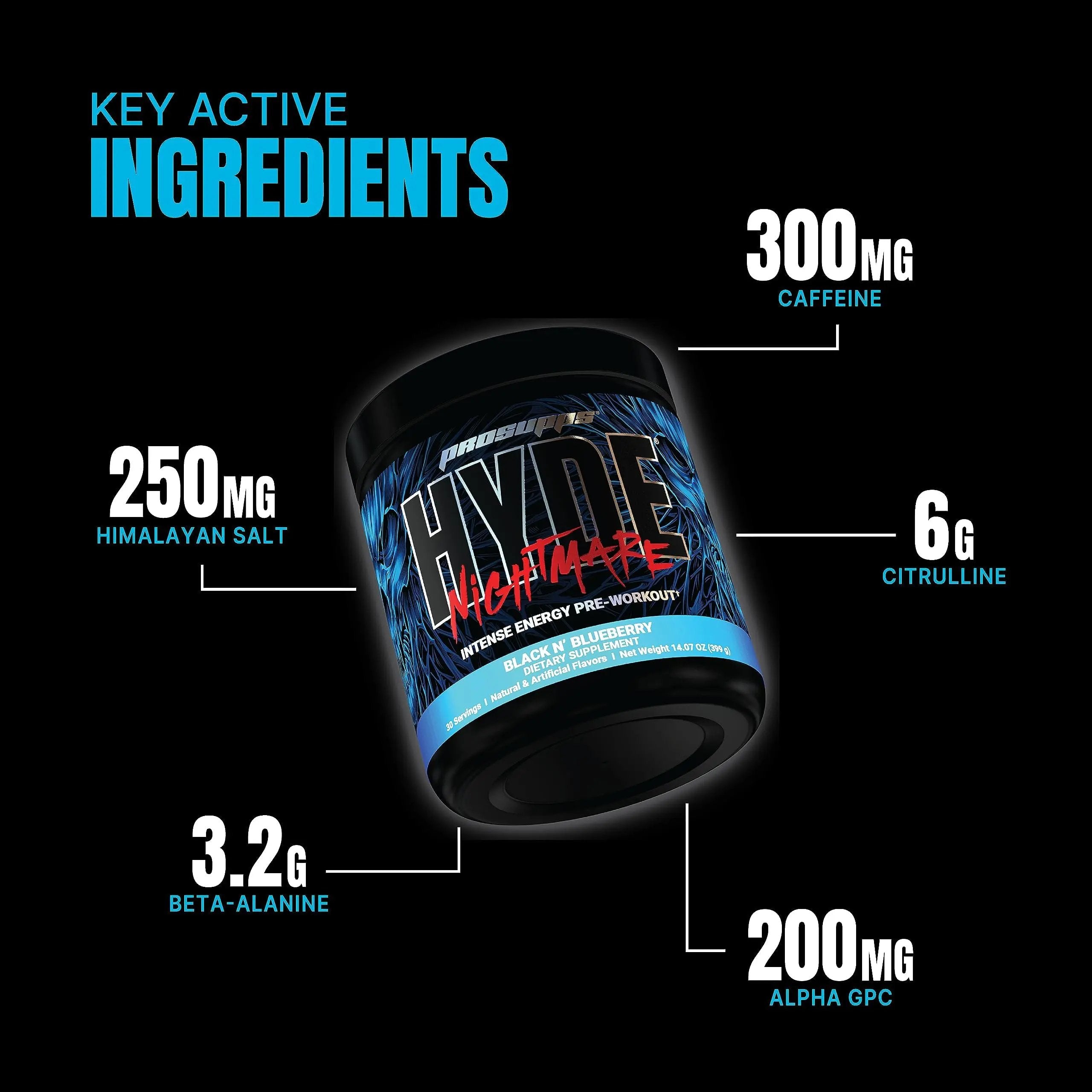 PROSUPPS Hyde Nightmare Pre-Workout Powder Energy Drink - Intense Energy, Mental PROSUPPS
