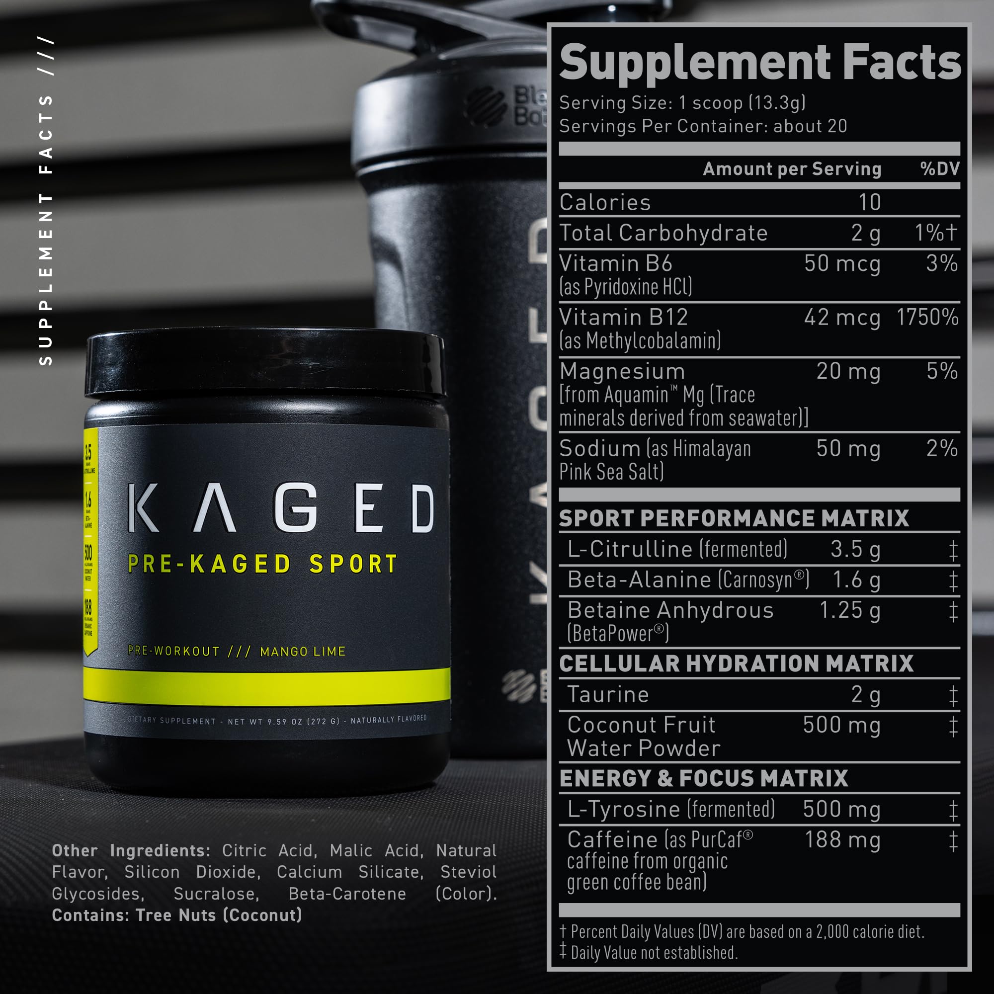 Kaged Athletic Sport Pre Workout Powder | Mango Lime | Energy Supplement for Endurance Kaged