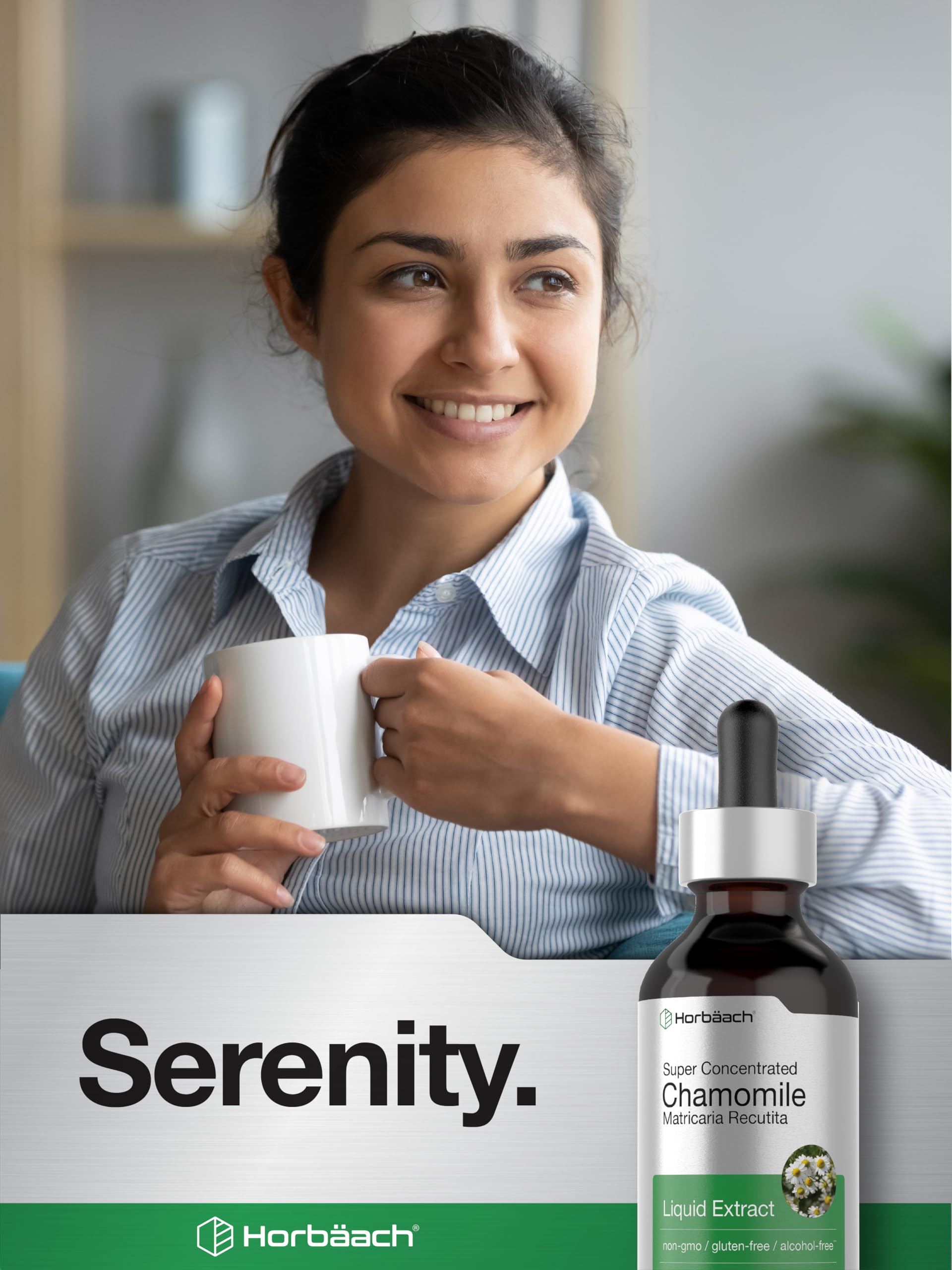 Chamomile Extract Liquid | 2 fl oz | Alcohol Free Supplement | Vegetarian, Non-GMO Horbäach