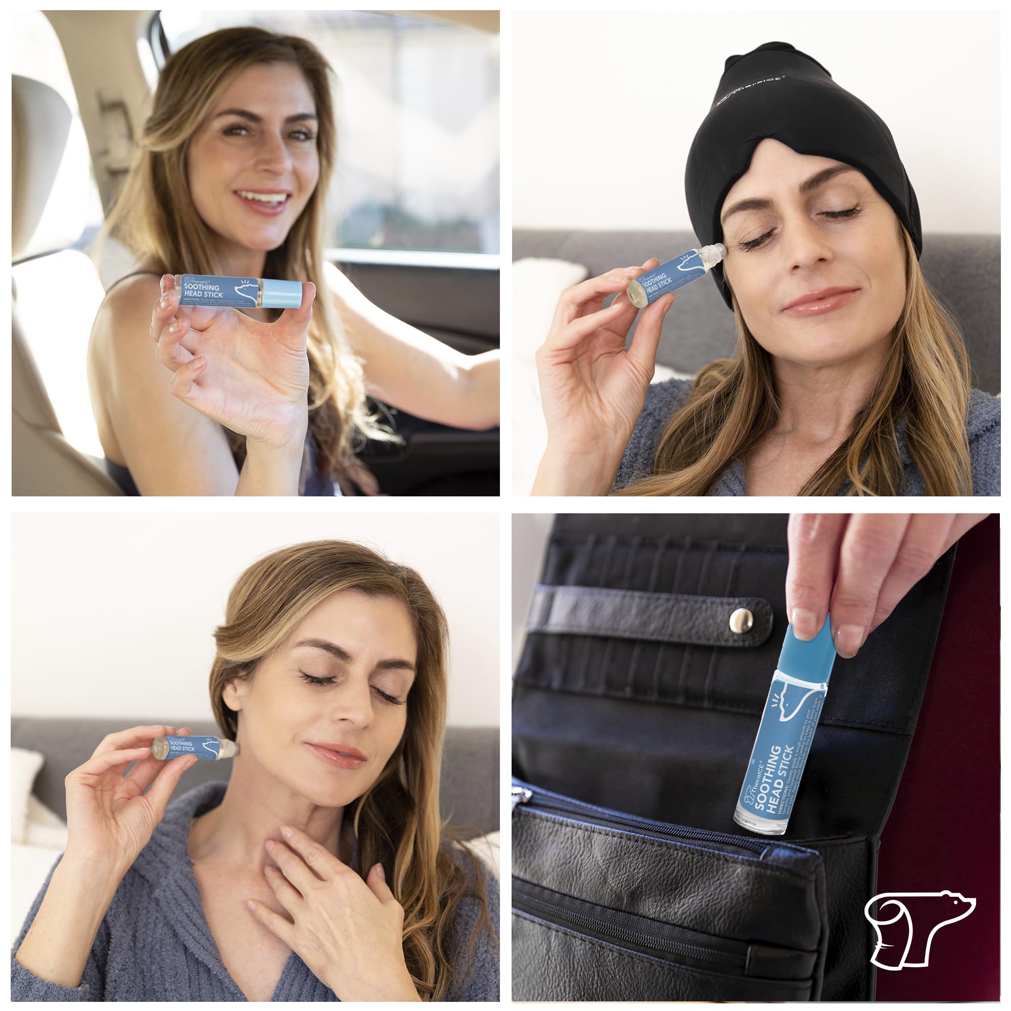 TheraICE Soothing Head Stick 10 ml (.33-Oz) Essential Oil Roll on Aromatherapy TheraICE Rx
