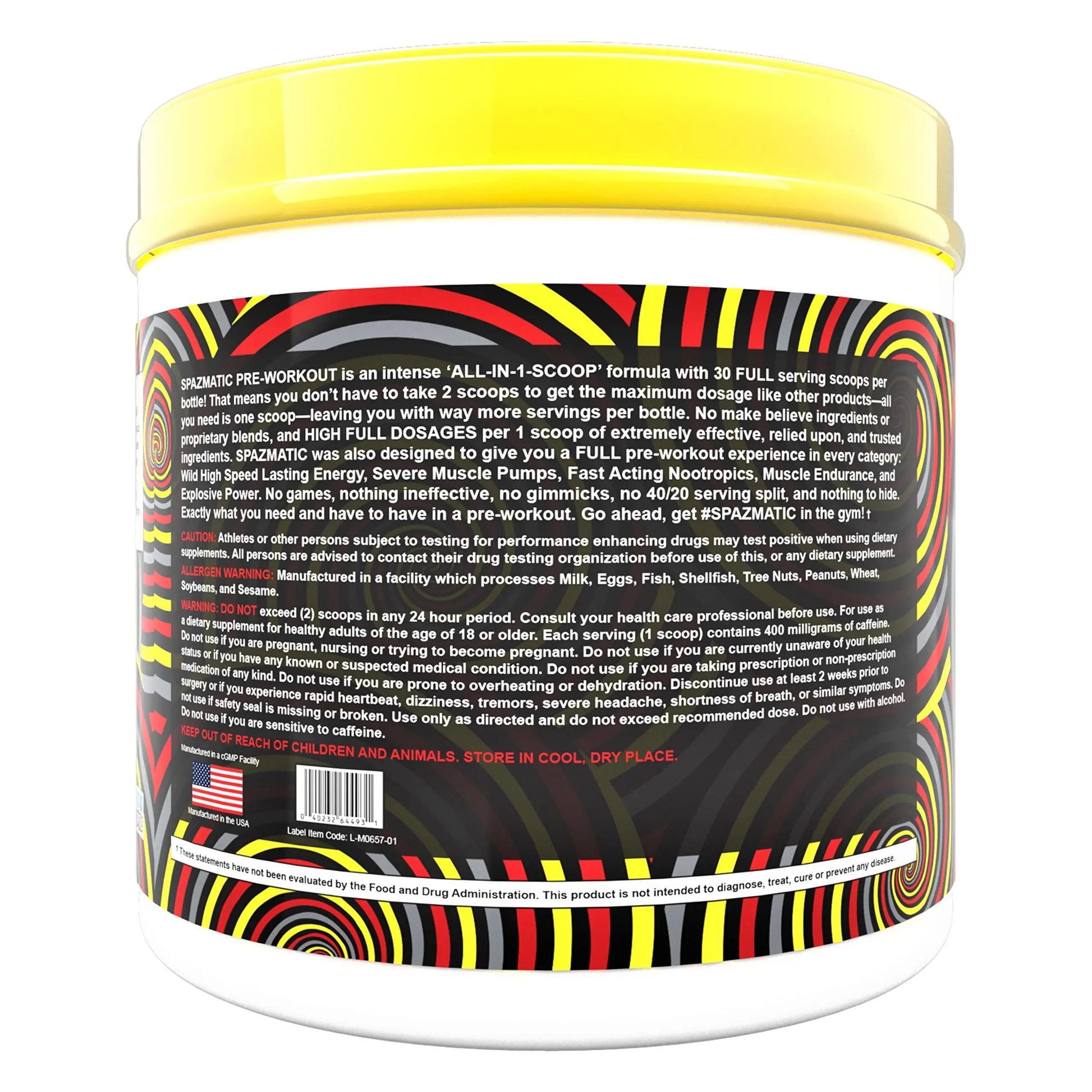 Spazmatic Pre-Workout Powder - 400mgs Caffeine - 6 Grams Pure Citrulline for Muscle Pumps- Fast Acting Focus - 30 Full Servings - All-In-1-Scoop Formula