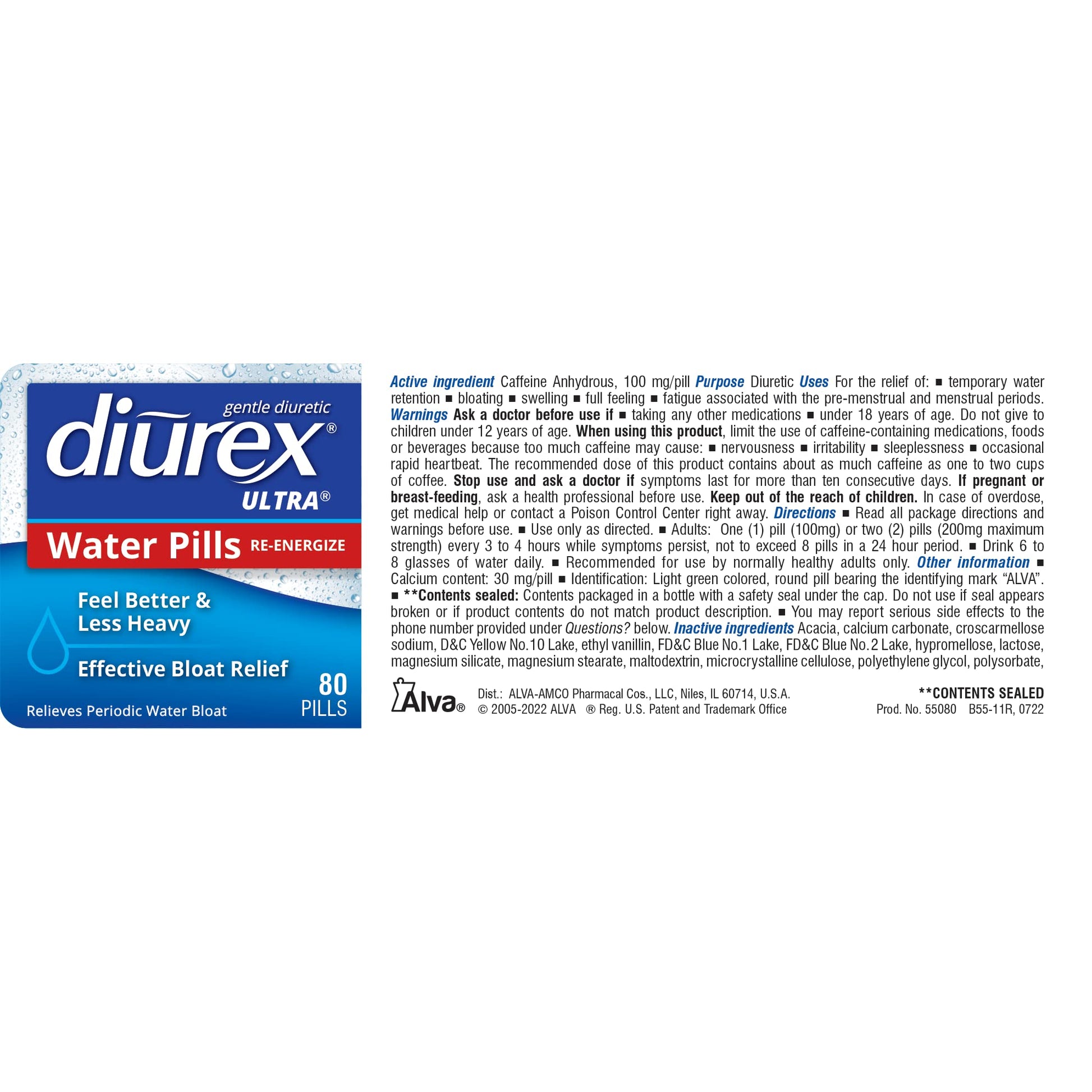 Diurex Ultra Re-Energizing Water Pills - Relieve Water Bloat - Feel Better Less Heavy Diurex