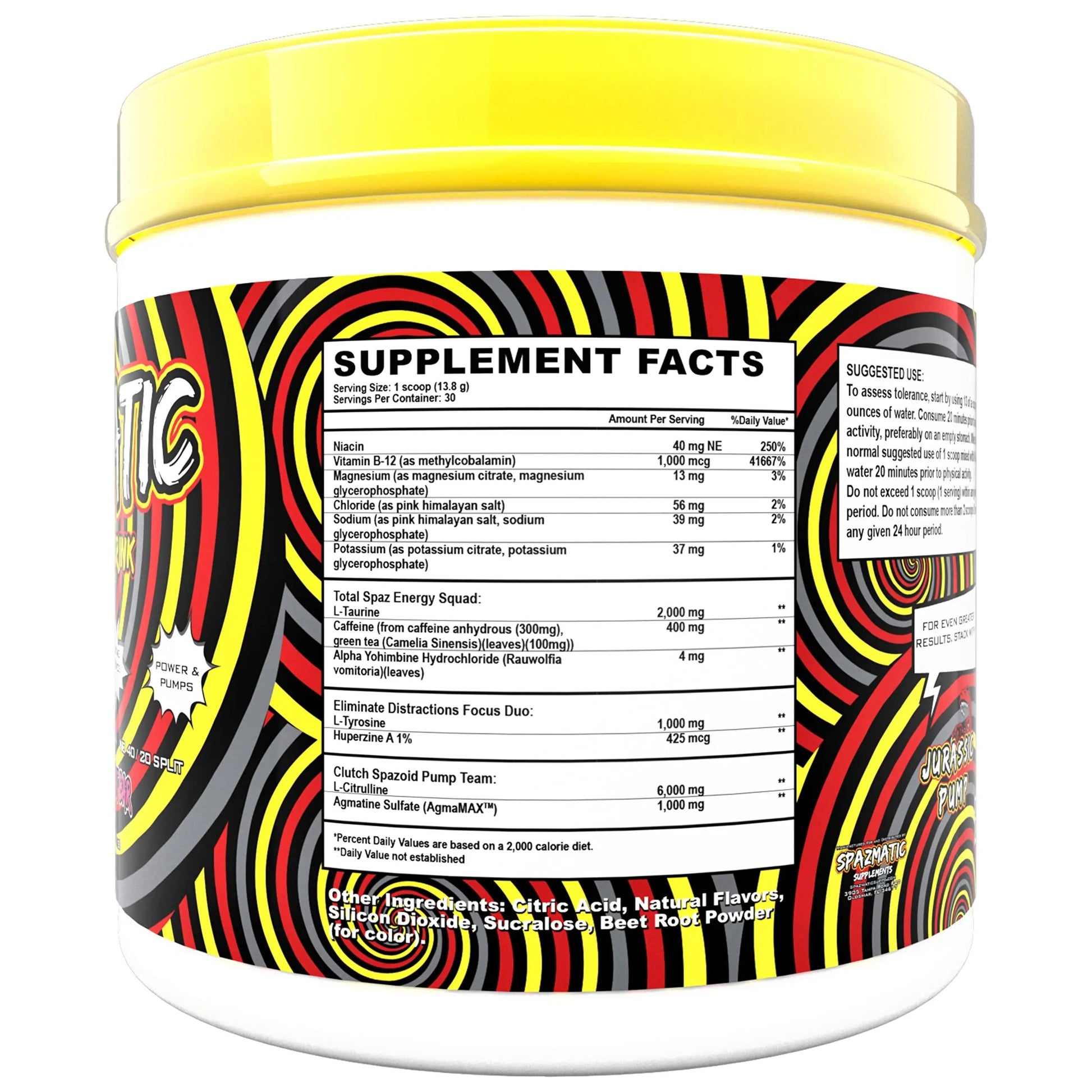 Spazmatic Pre-Workout Powder - 400mgs Caffeine - 6 Grams Pure Citrulline for Muscle Pumps- Fast Acting Focus - 30 Full Servings - All-In-1-Scoop Formula
