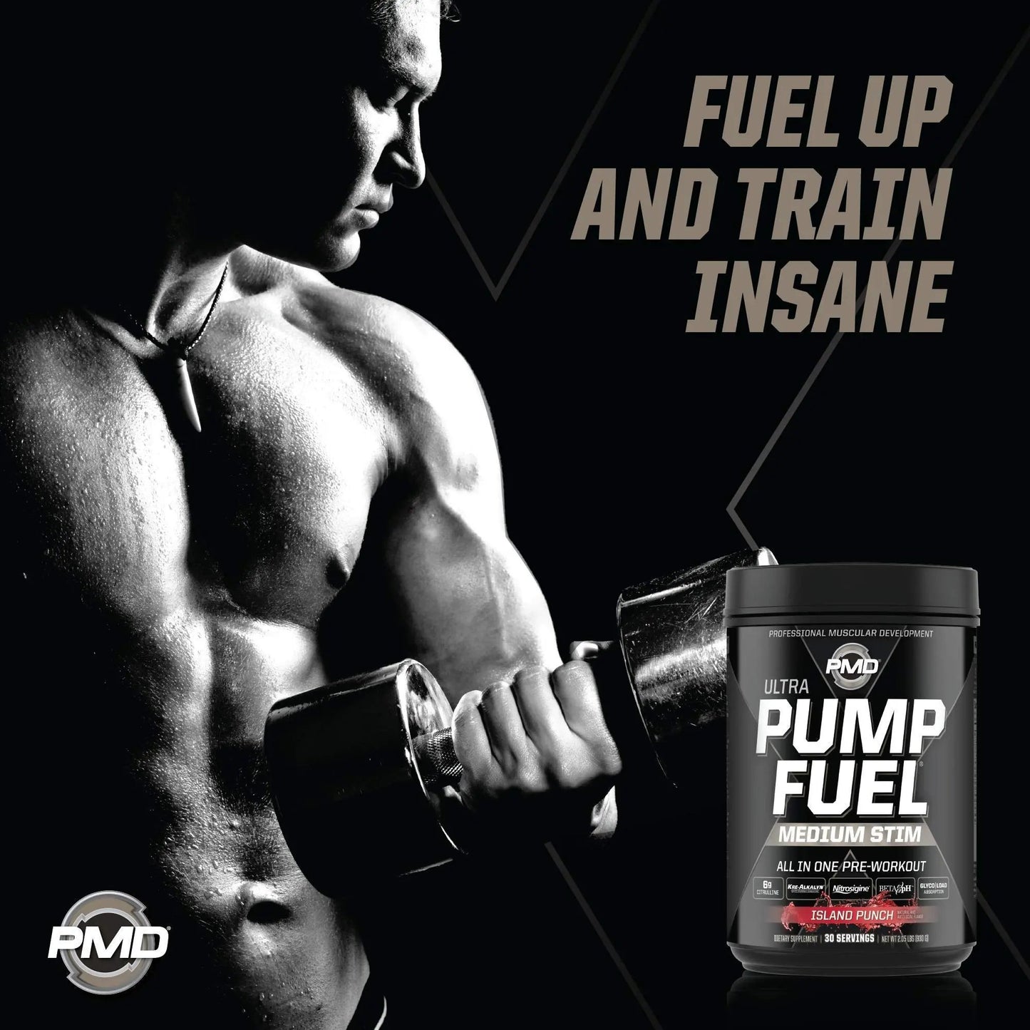 PMD Sports Ultra Pump Fuel - Pre Workout - Island Punch (30 Servings) Sports Omega Cuts Elite Thermogenic Fat Burner (90 Softgels)