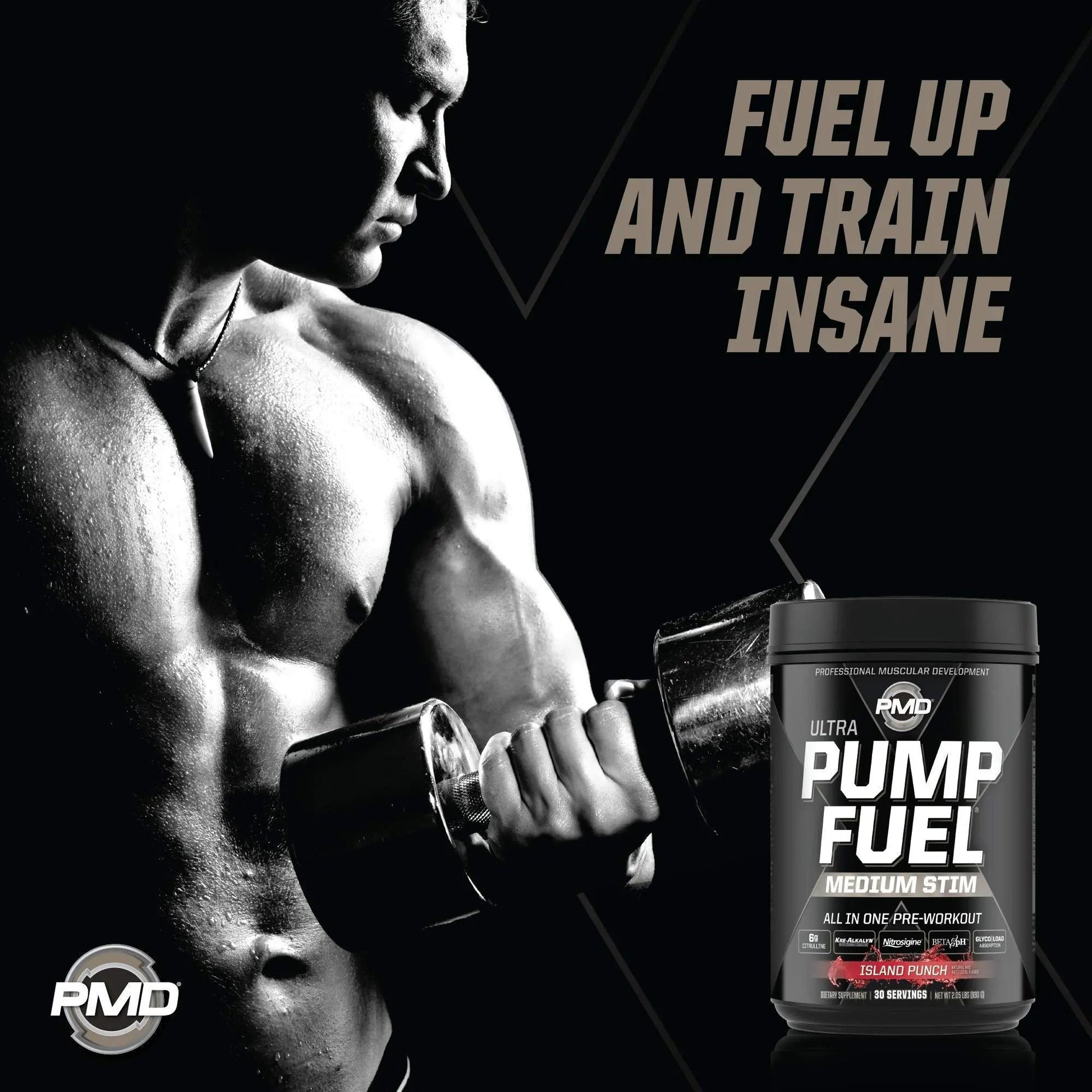 PMD Sports Ultra Pump Fuel - Pre Workout - Island Punch (30 Servings) Sports Omega Cuts Elite Thermogenic Fat Burner (90 Softgels)
