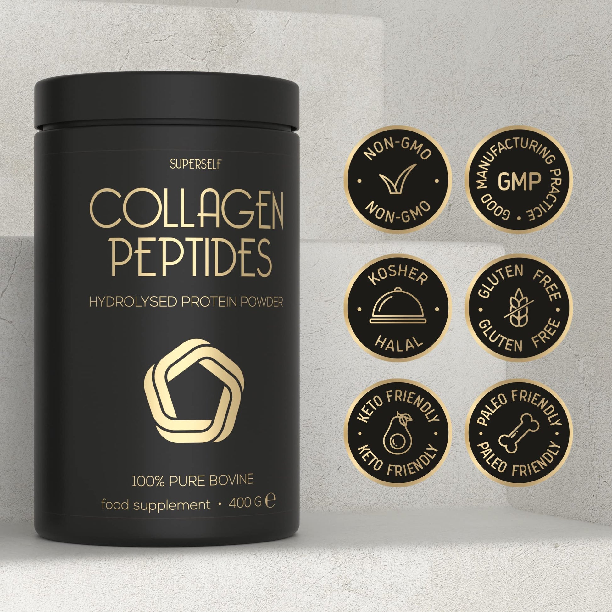 Premium Collagen Powder - Collagen Supplements for Women & Men - Pure Bovine Collagen Peptides 400g SuperSelf
