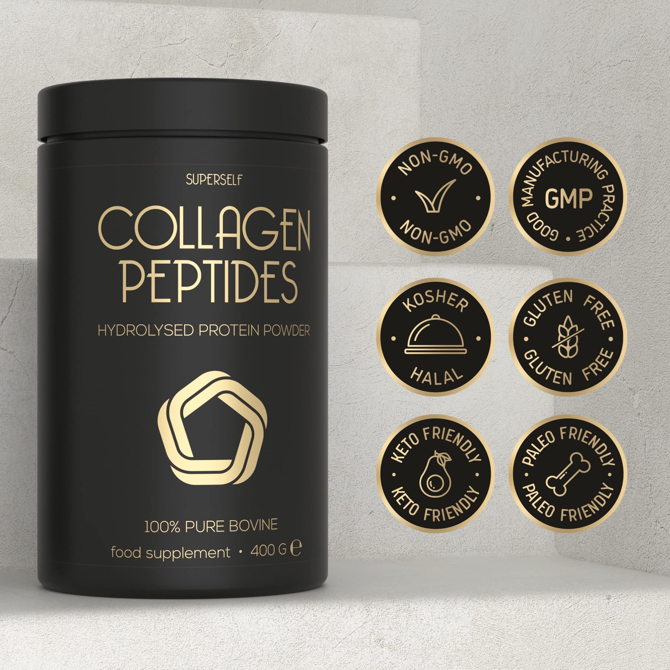 Premium Collagen Powder - Collagen Supplements for Women & Men - Pure Bovine Collagen Peptides 400g SuperSelf
