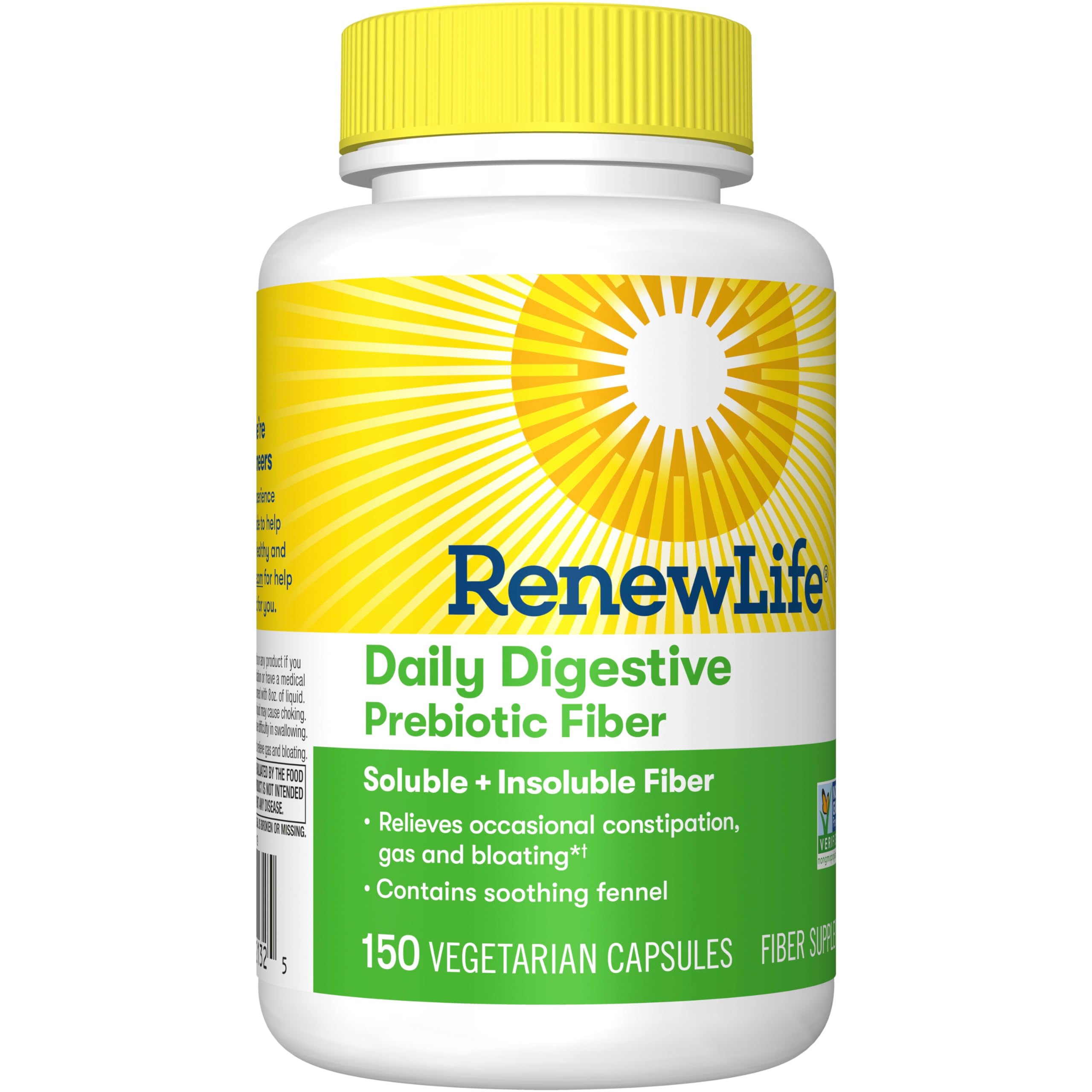 Renew Life Adult Daily Digestive Prebiotic Fiber, 150 Vegetarian Capsules Renew Life