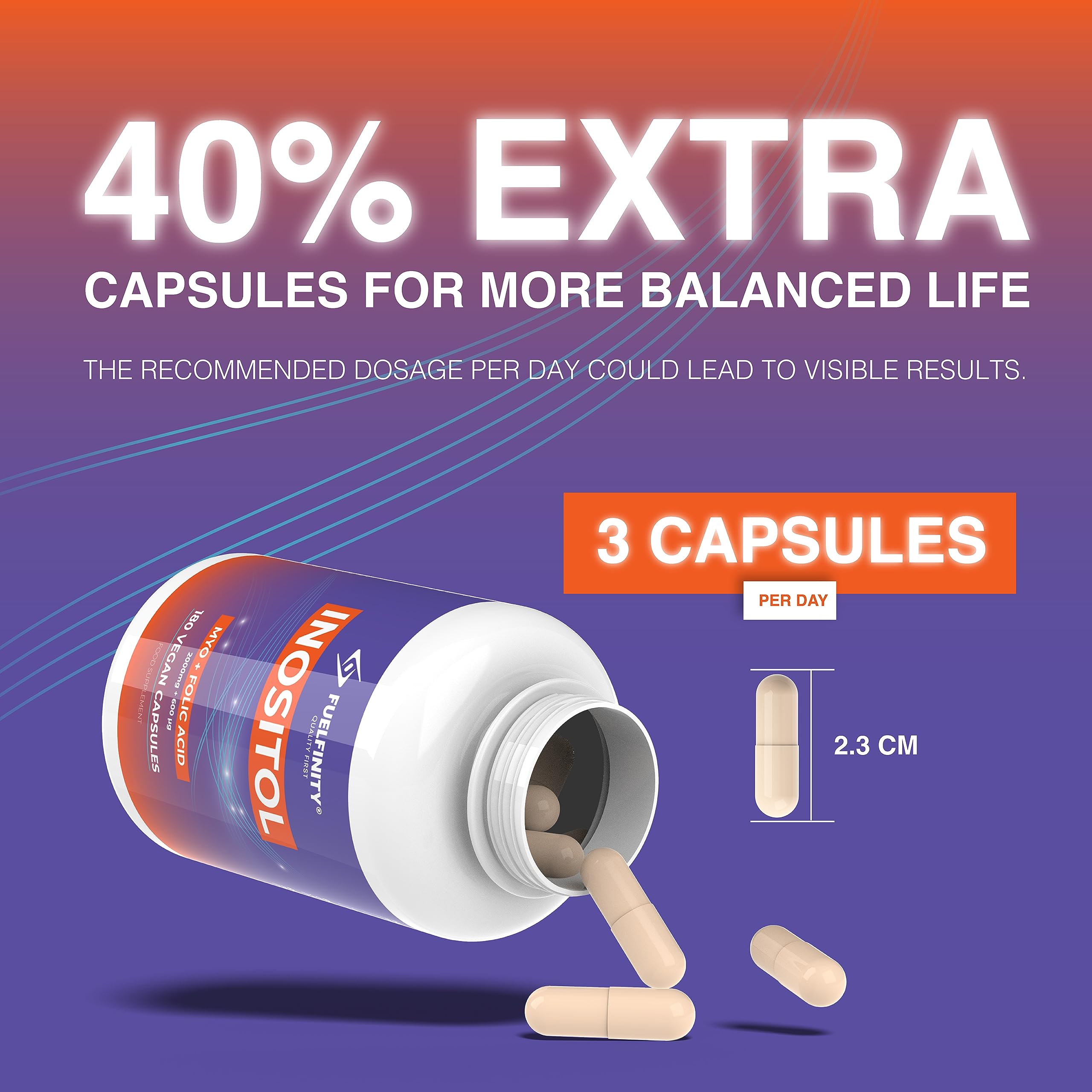 Myo-Inositol & Folic Acid | 2000mg Inositol | 180 Capsules | PCOS and Fertility Supplement FuelFinity