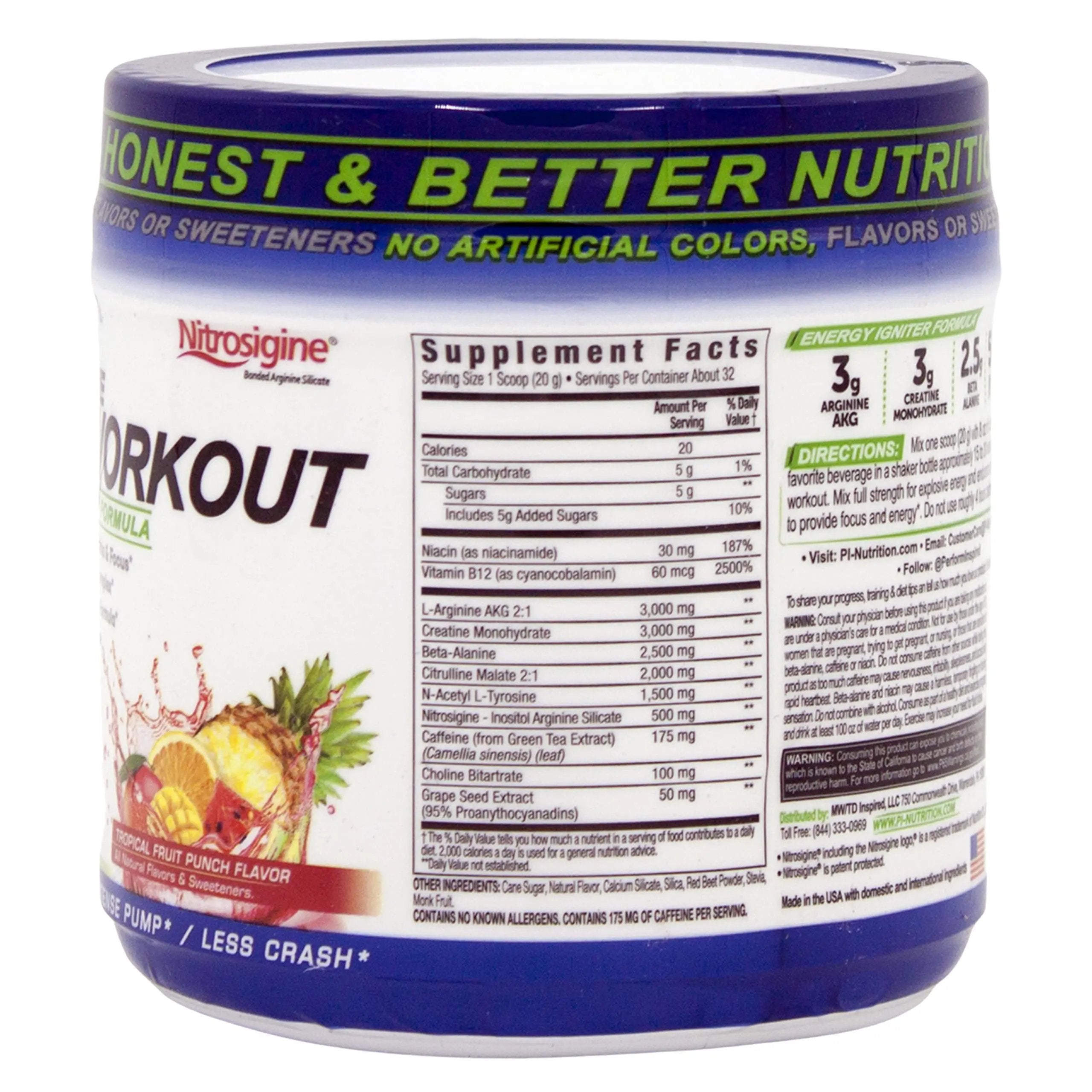 Performance Inspired Nutrition PreWorkout Powder - All Natural - G-Free & Vegan Formula PERFORMANCE INSPIRED